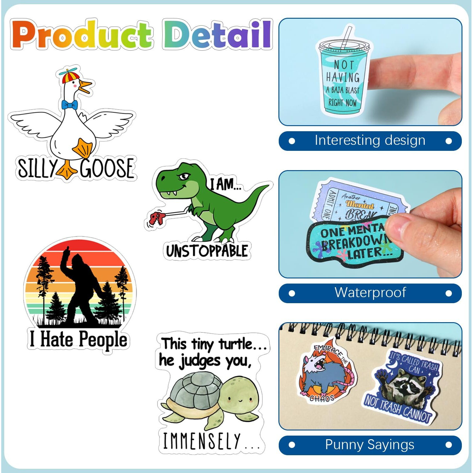 Chivertion 400 Pcs Funny Stickers For Adults Funny Water Bottles Stickers Pack Waterproof Cool Stickers For Laptop  Bumper  Phone  Hard Hats  Wall  Window Decals Decors  50 Styles (Funny Style)