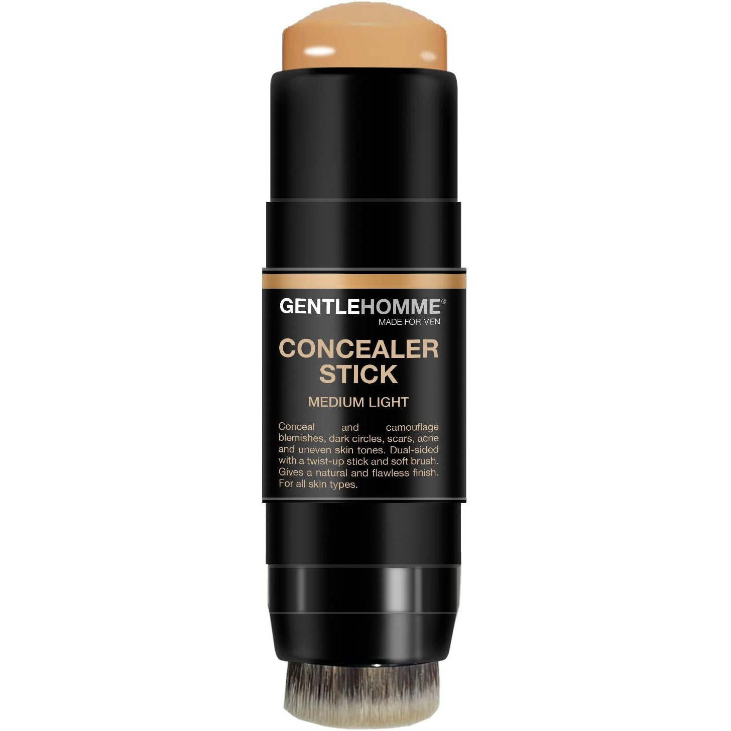 Gentlehomme Men's Concealer Stick With Brush For Dark Circles Eraser  Medium Light