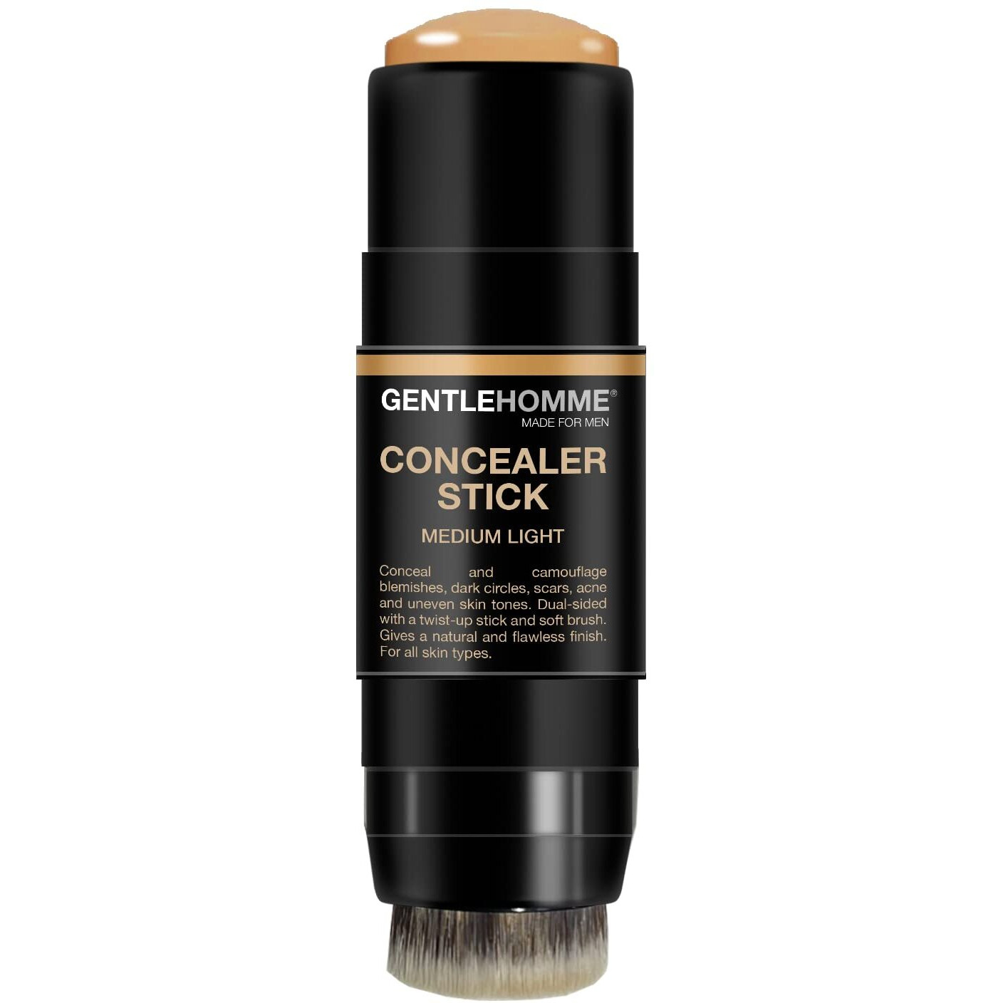 Gentlehomme Men's Concealer Stick With Brush For Dark Circles Eraser  Medium Light