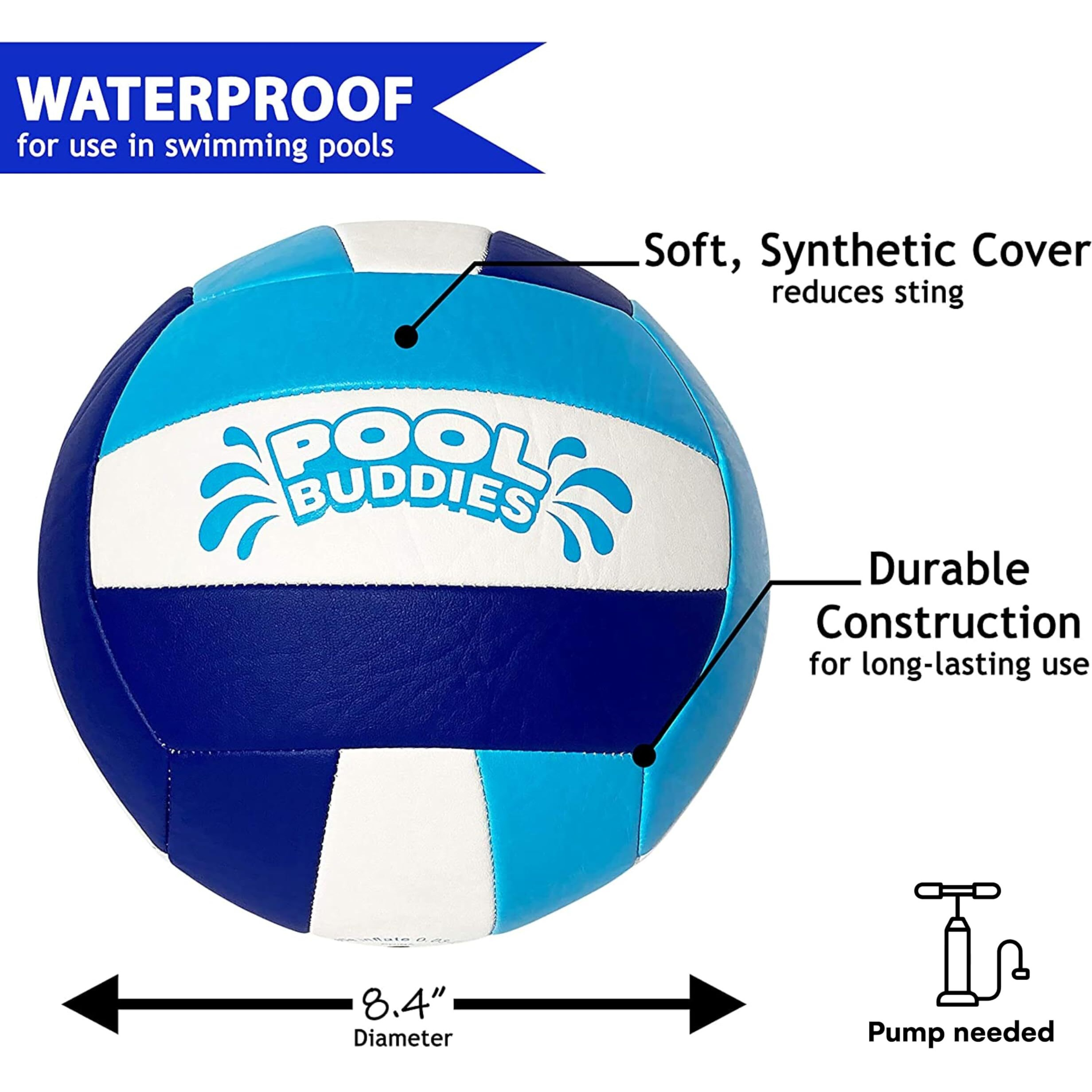 Botabee Swimming Pool Water Volleyball With Soft Cover - Pool Toys And Accessories For Pool Fun  Lake Toys  Beach Toys For Teens - Regulation Size 26.5  Waterproof Beach Ball  Reduced-Sting Cover