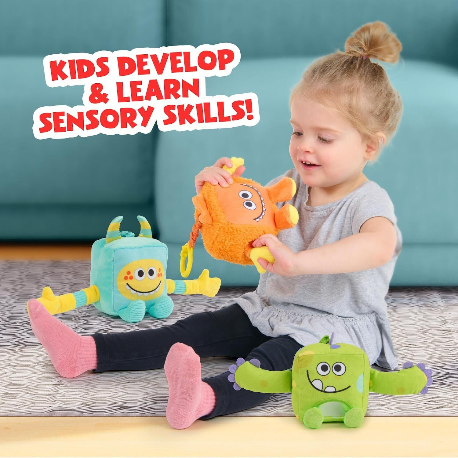 Super Simple Wowwee Sensory Plush Monsters Hugo (Green) With 5+ Sensory Features (Ages 0+)