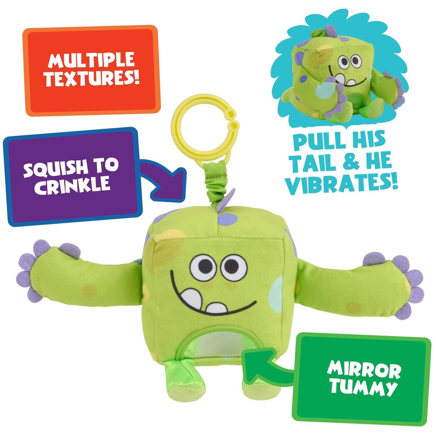 Super Simple Wowwee Sensory Plush Monsters Hugo (Green) With 5+ Sensory Features (Ages 0+)