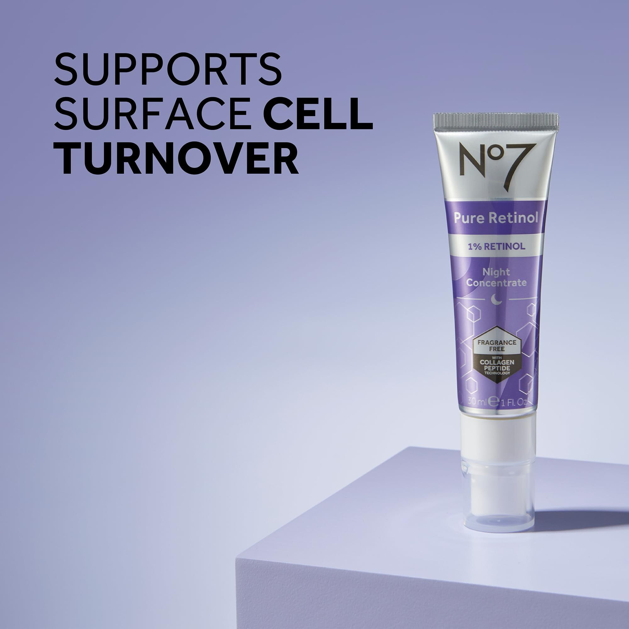 No7 Pure Retinol 1% Retinol Night Concentrate - Anti Wrinkle Retinol Serum With Collagen Peptides & Niacinamide For Younger Looking Skin - Retinol Face Serum For Fine Lines & Wrinkles (30Ml)