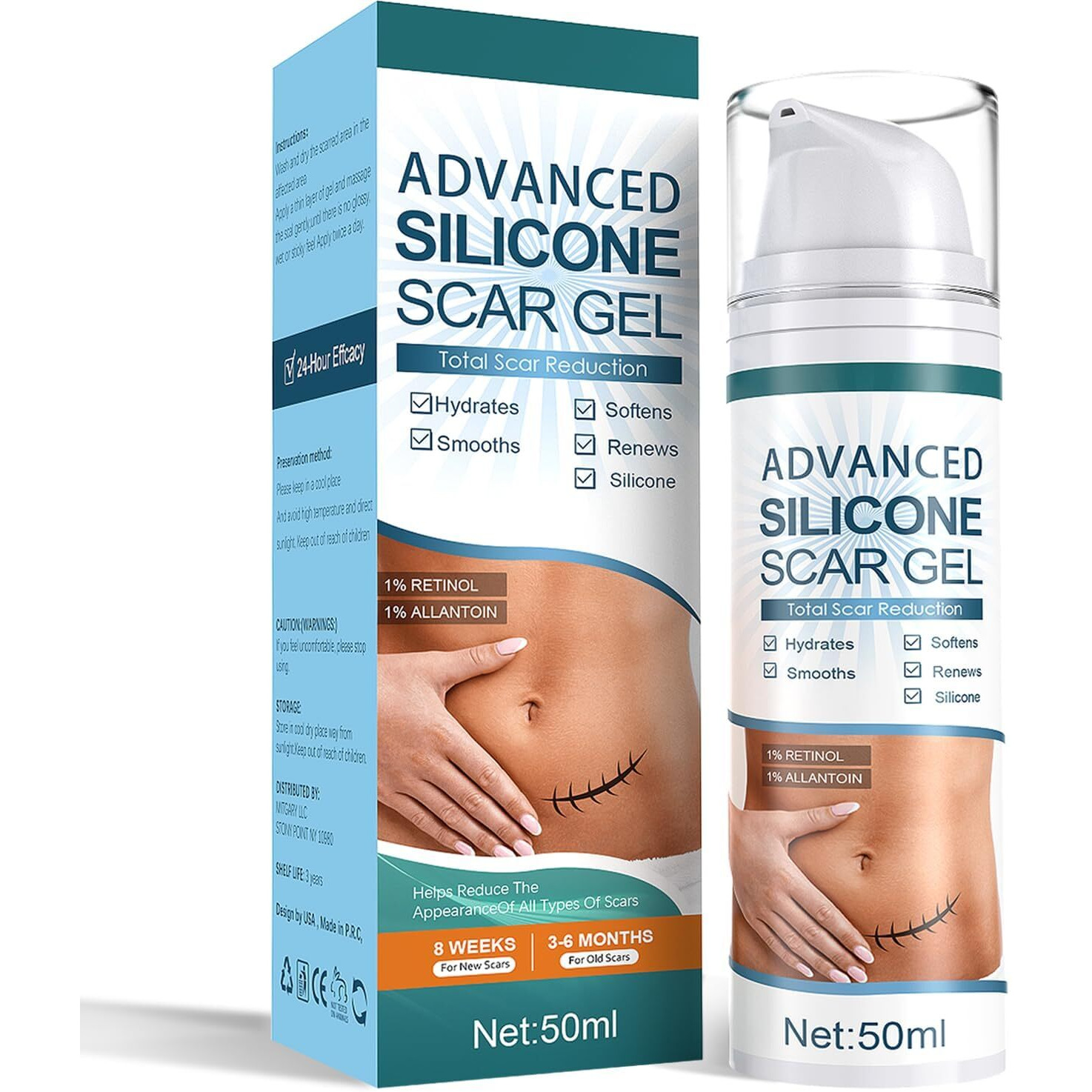 Advanced Scar Cream  Silicone Scar Gel  Treats Old And New Scars  Reduces The Appearance Of Scars From  Body  Face  Stretch Marks  Surgical Scar  Keloids  Acne  Burns And More  1.7 Oz