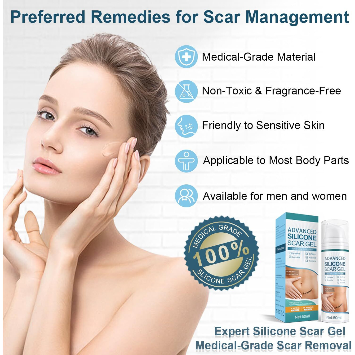 Advanced Scar Cream  Silicone Scar Gel  Treats Old And New Scars  Reduces The Appearance Of Scars From  Body  Face  Stretch Marks  Surgical Scar  Keloids  Acne  Burns And More  1.7 Oz