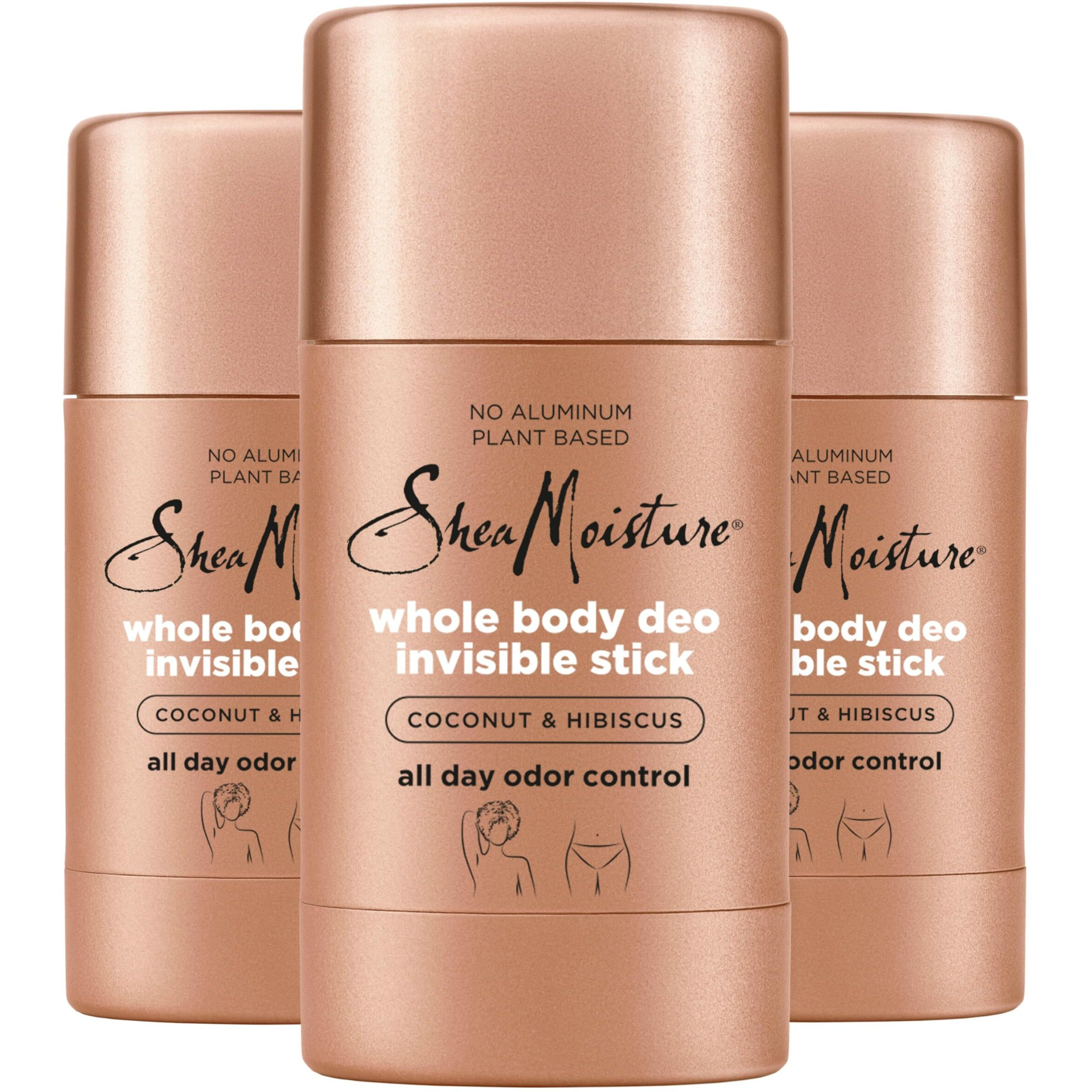 Sheamoisture Invisible Deo Stick Coconut & Hibiscus 3Count Whole Body Plant Based  No Aluminum 2.6 Oz