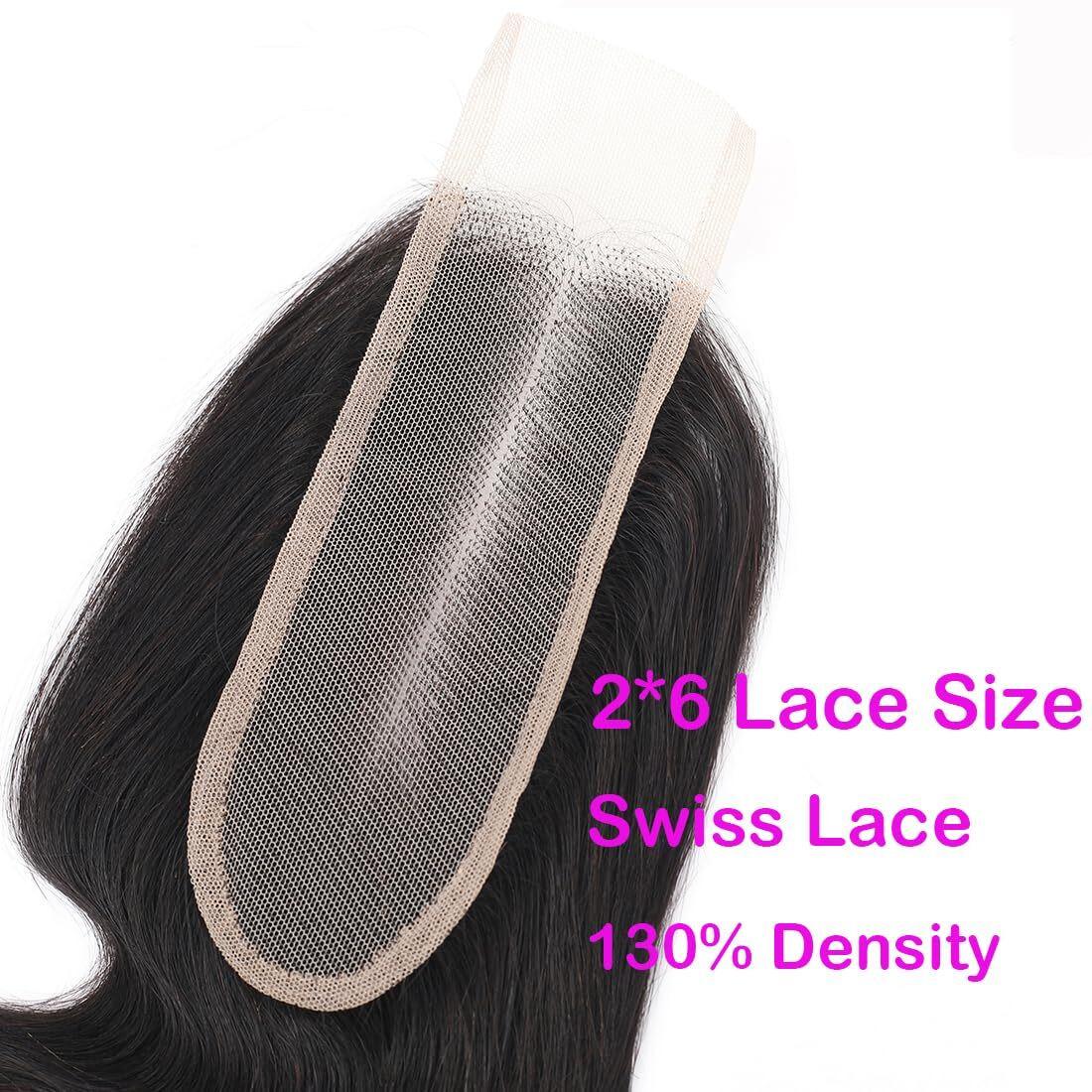 2X6 Human Hair Hd Transparent Lace Closure Body Wave Skinlike 16Inch 100% Virgin 2X6 Human Hair Middle Part Kim K Closure Brazilian 2X6 Body Wave Hd Closure Natural Black Glueless Pre Plucked Bleached