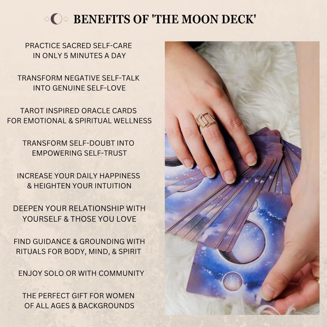 The Moon Deck Eco-Printed Premium Oracle Set - 44 Cards With Guidebook - Strengthen Intuition  Self-Love Rituals  Emotional & Spiritual Health For Women