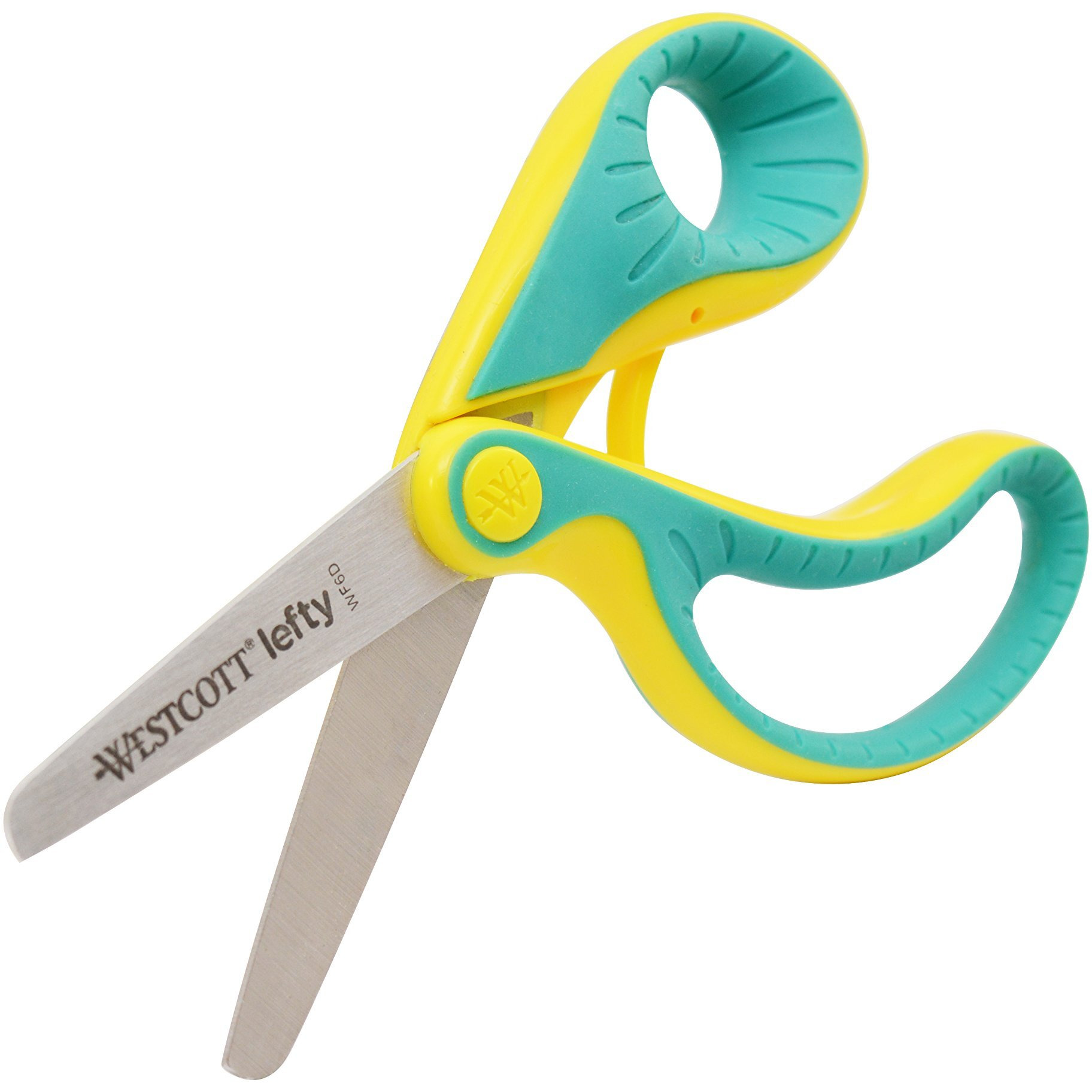 Westcott E-22003 00 Ergo Jr. Lefty Ergonomic Children's Scissors For Left-Handers  5.3 Cm Steel Blade  Soft Grip Handle  Green/Yellow  13.3 Cm