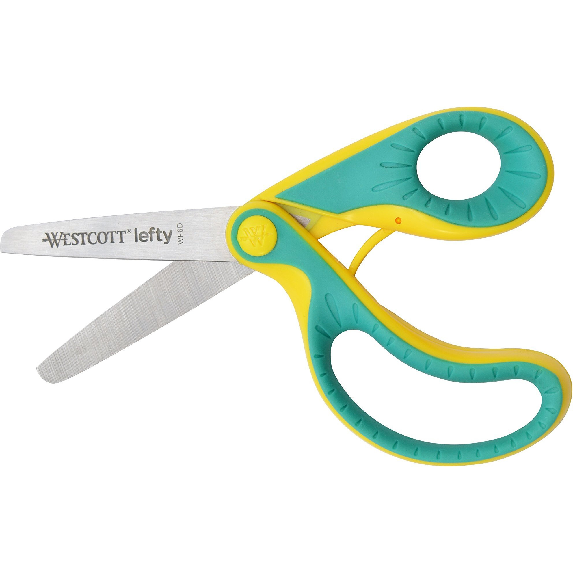 Westcott E-22003 00 Ergo Jr. Lefty Ergonomic Children's Scissors For Left-Handers  5.3 Cm Steel Blade  Soft Grip Handle  Green/Yellow  13.3 Cm