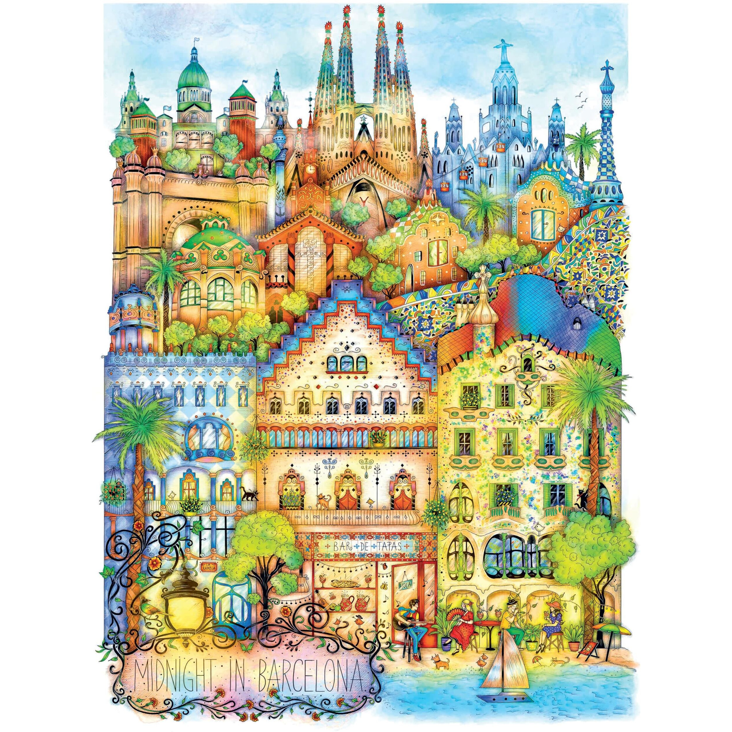 1000 Piece Puzzle For Adults Cities Barcelona Madalina Tantareanu Colorful City 27X20 Jigsaw Puzzle