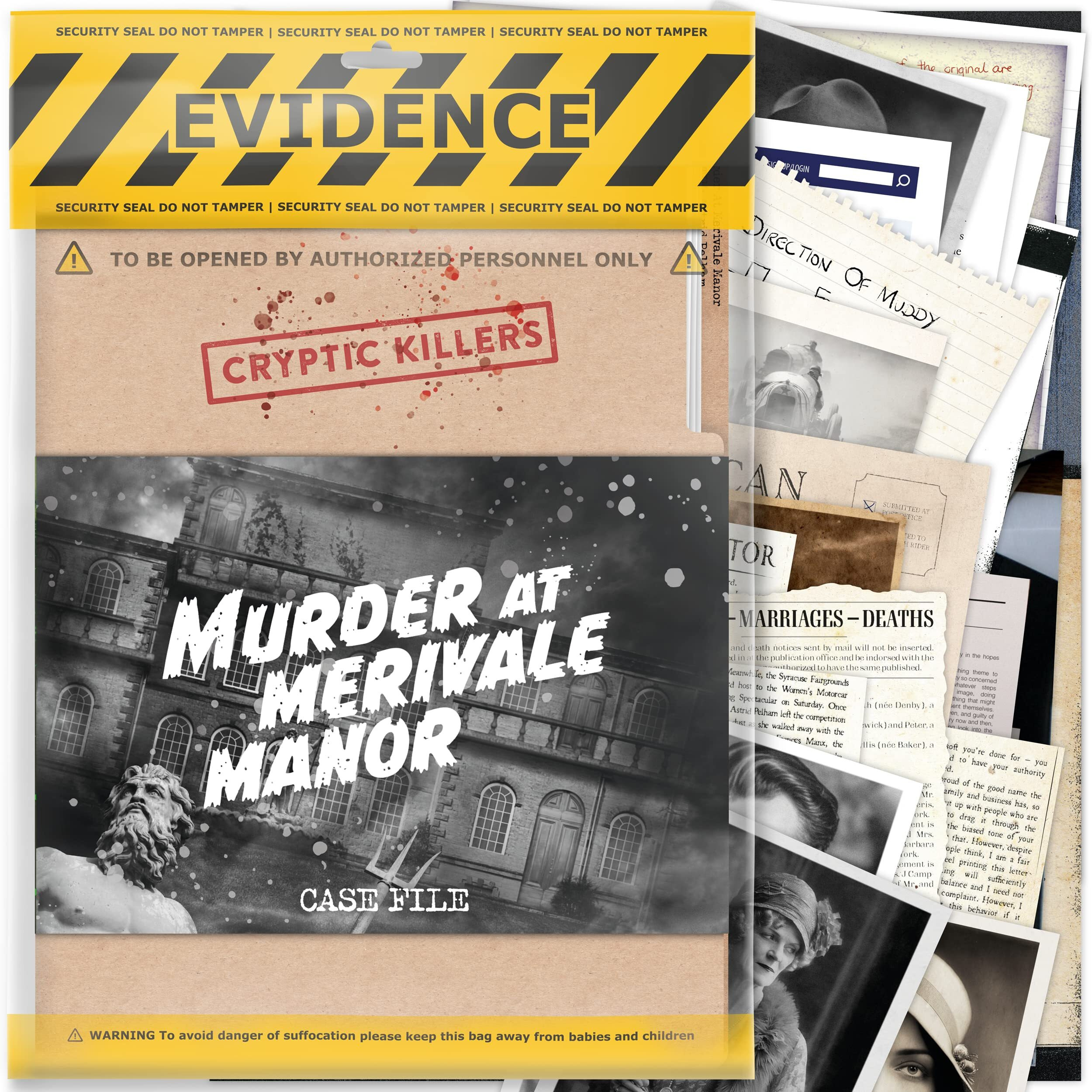 Cryptic Killers Unsolved Murder Mystery Game - Cold Case Files Investigation Detective Evidence & Crime File - Individuals  Date Nights & Party Games- Murder At Merivale Manor