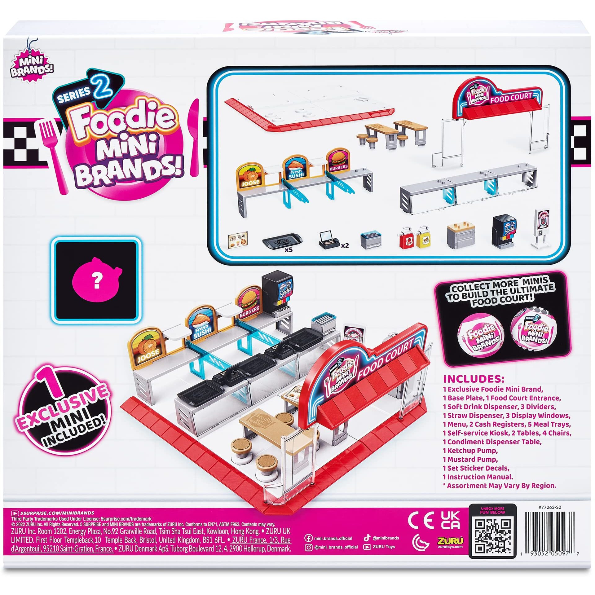 Mini Brands Foodie Series 2 Food Court Playset With 1 Exclusive Mini By Zuru - Includes Real Mini Fast Food Brands Collectibles  Food Court Playset For Role Play And Displaying Collection