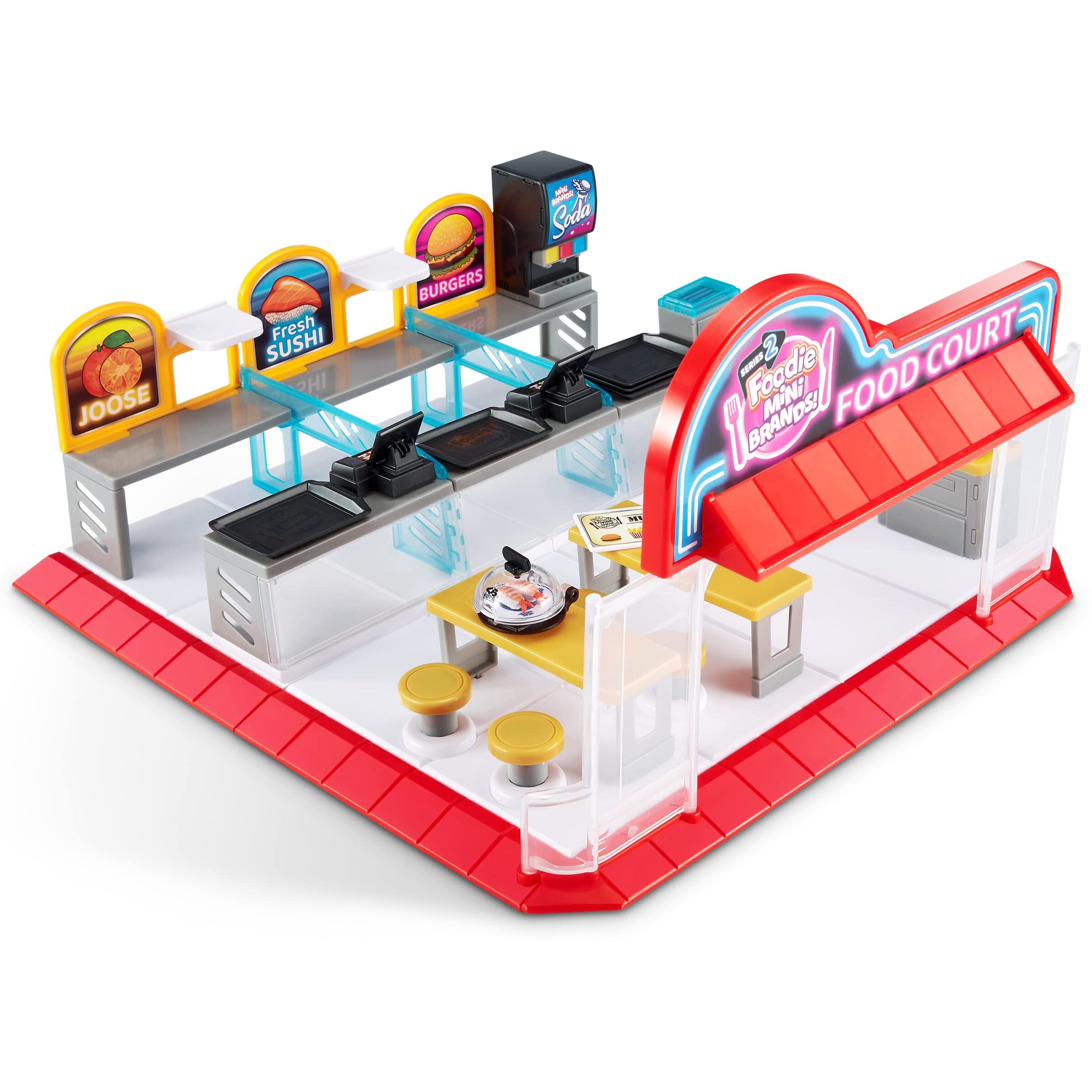 Mini Brands Foodie Series 2 Food Court Playset With 1 Exclusive Mini By Zuru - Includes Real Mini Fast Food Brands Collectibles  Food Court Playset For Role Play And Displaying Collection