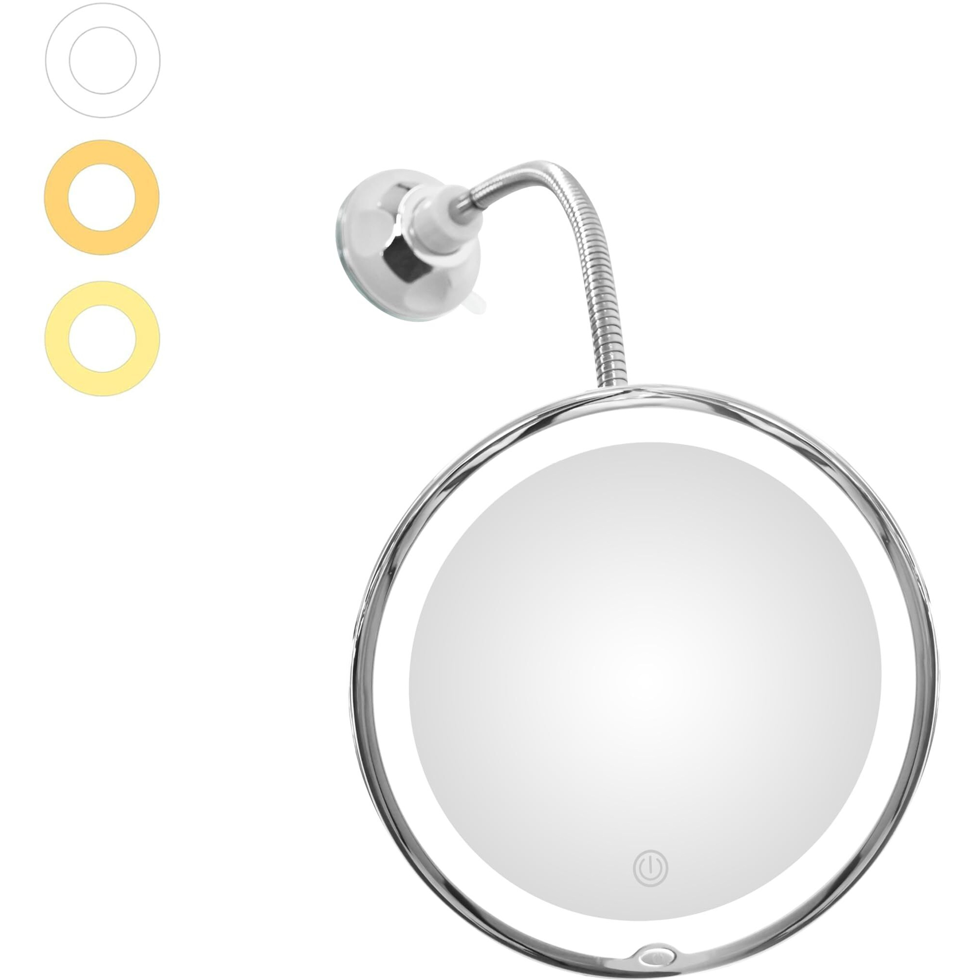 Jiben Flexible Upgraded Gooseneck Led Lighted 10X Magnifying Makeup Mirror With 3 Colors & Dimming Lights  Locking Suction Cup And 360 Swivel  Portable Cordless Travel And Home Bathroom Vanity Mirror