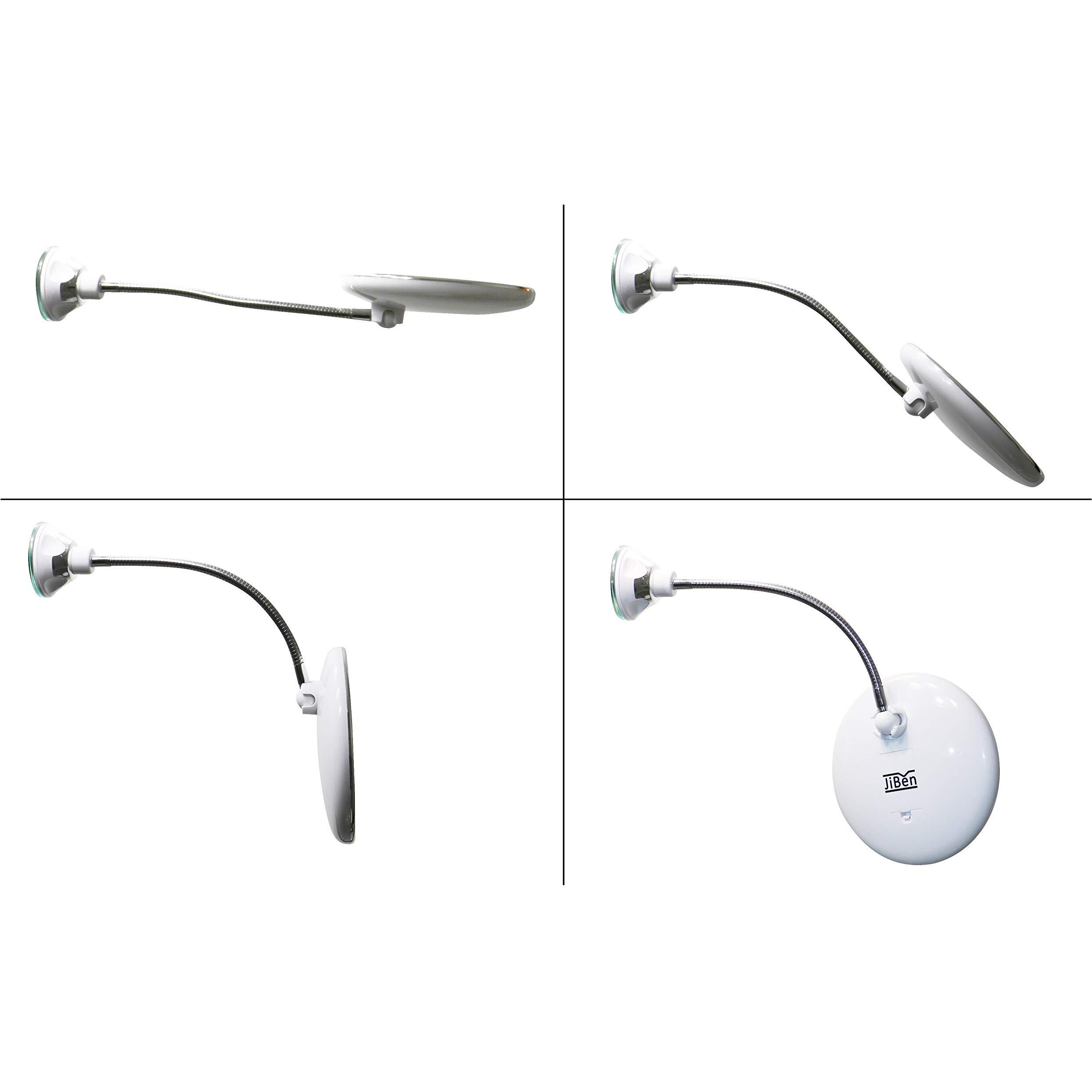 Jiben Flexible Upgraded Gooseneck Led Lighted 10X Magnifying Makeup Mirror With 3 Colors & Dimming Lights  Locking Suction Cup And 360 Swivel  Portable Cordless Travel And Home Bathroom Vanity Mirror