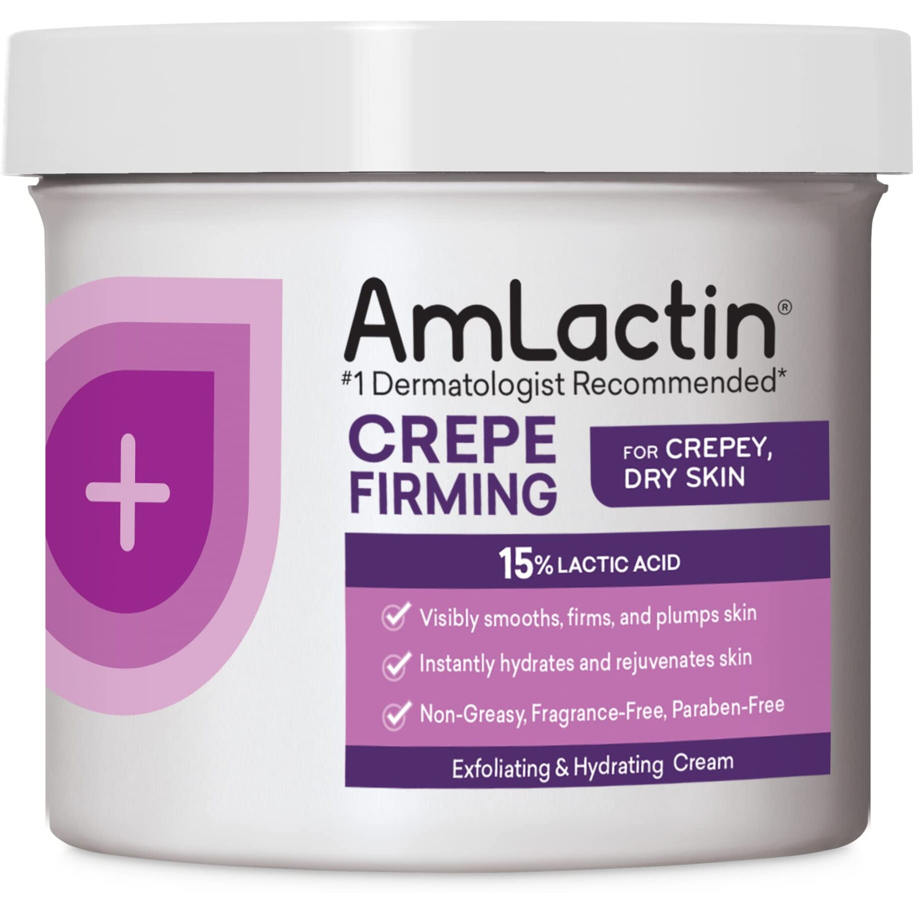 Amlactin Crepe Firming Cream - 12 Oz Body Cream With 15% Lactic Acid - Exfoliator And Moisturizer For Crepey  Dry Skin