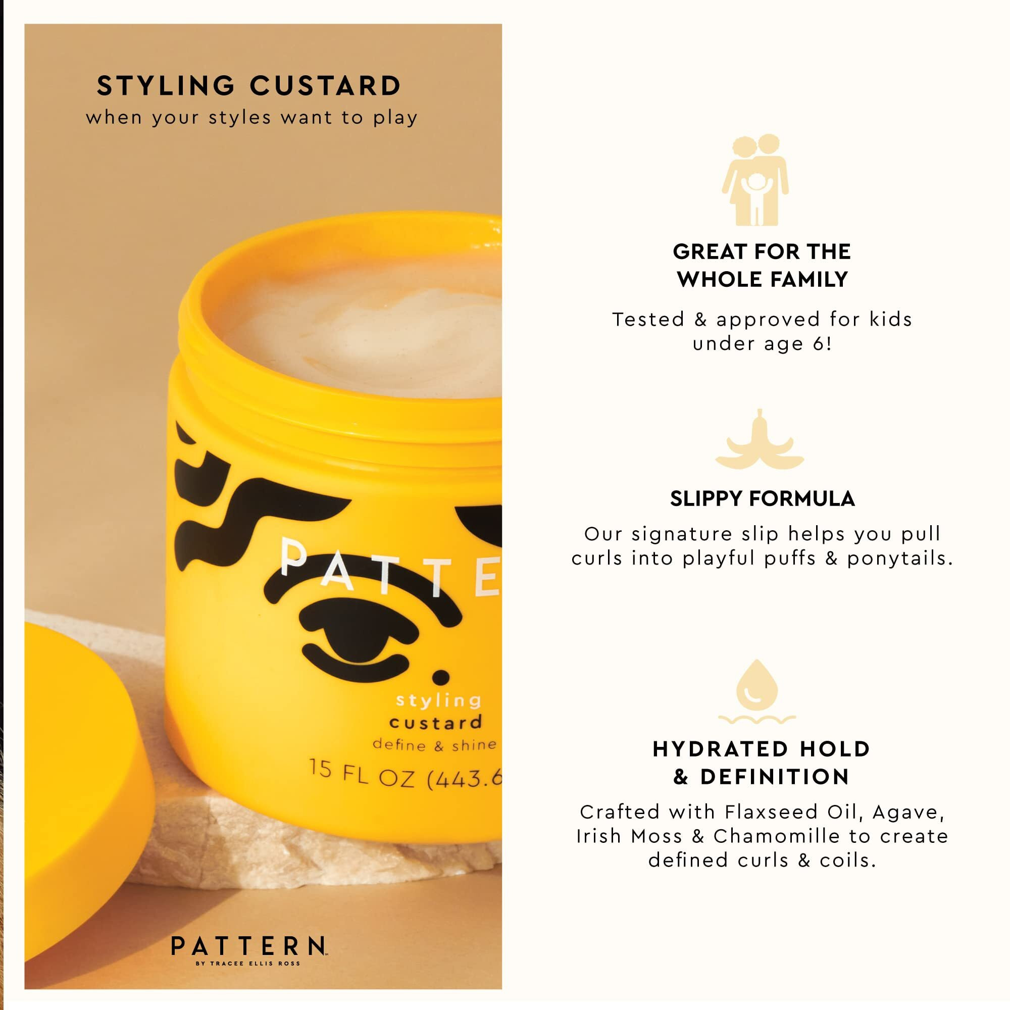 Pattern Beauty By Tracee Ellis Ross Styling Custard  15 Fl Oz  Best For Curlies  Coilies And Tight-Textured Hair  3A-4C