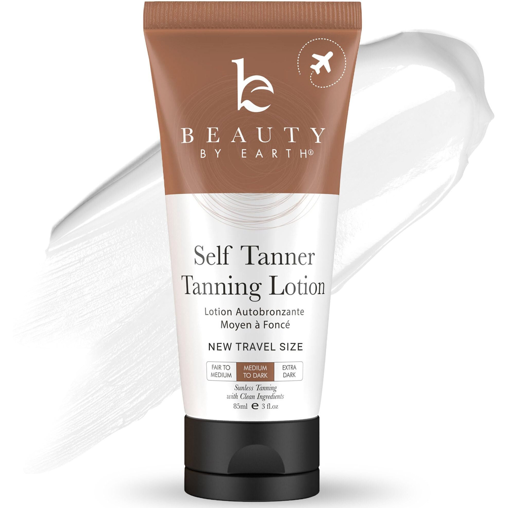 Tanning Lotion Self Tanner - With Natural & Organic Ingredients  Travel Size Self Tanning Lotion  Non Toxic Gradual Tanning Lotion  Sunless Tanning Lotion For Fake Tan For Women & Men  Medium To Dark