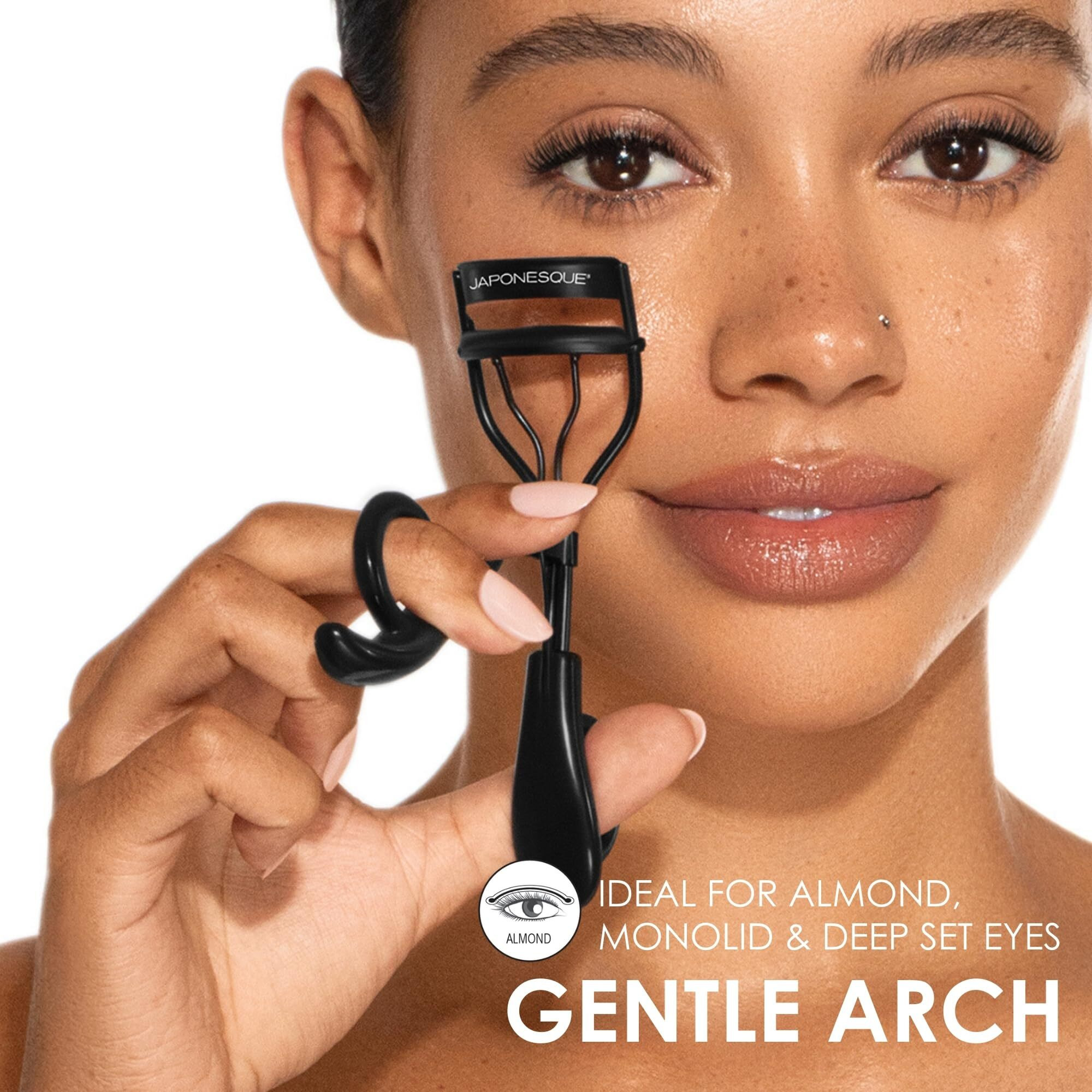Japonesque Pro Performance Lash Curler With Natural Arch For Sweeping Volume On Natural Or False Lashes  Holds Curl For Up To 8 Hours  Includes 1 Refill Pad