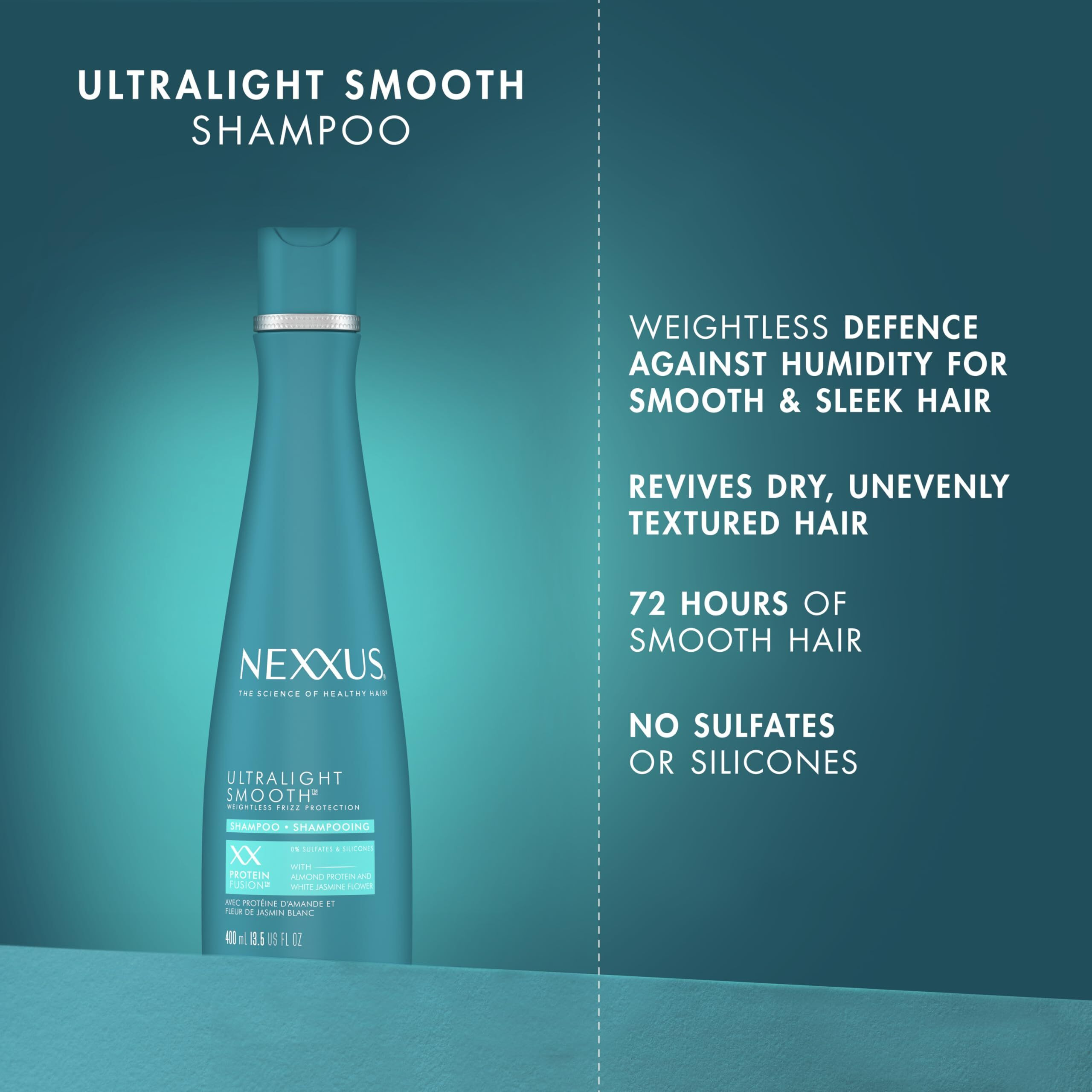 Nexxus Ultralight Smooth Shampoo For Dry And Frizzy Hair Weightless Smooth Hair Treatment To Block Out Frizz 13.5 Fl Oz