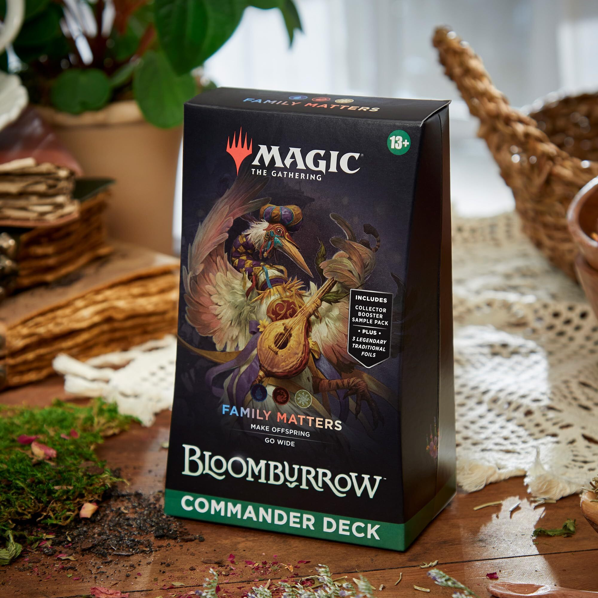 Magic The Gathering Bloomburrow Commander Deck - Family Matters (100-Card Deck  2-Card Collector Booster Sample Pack + Accessories)