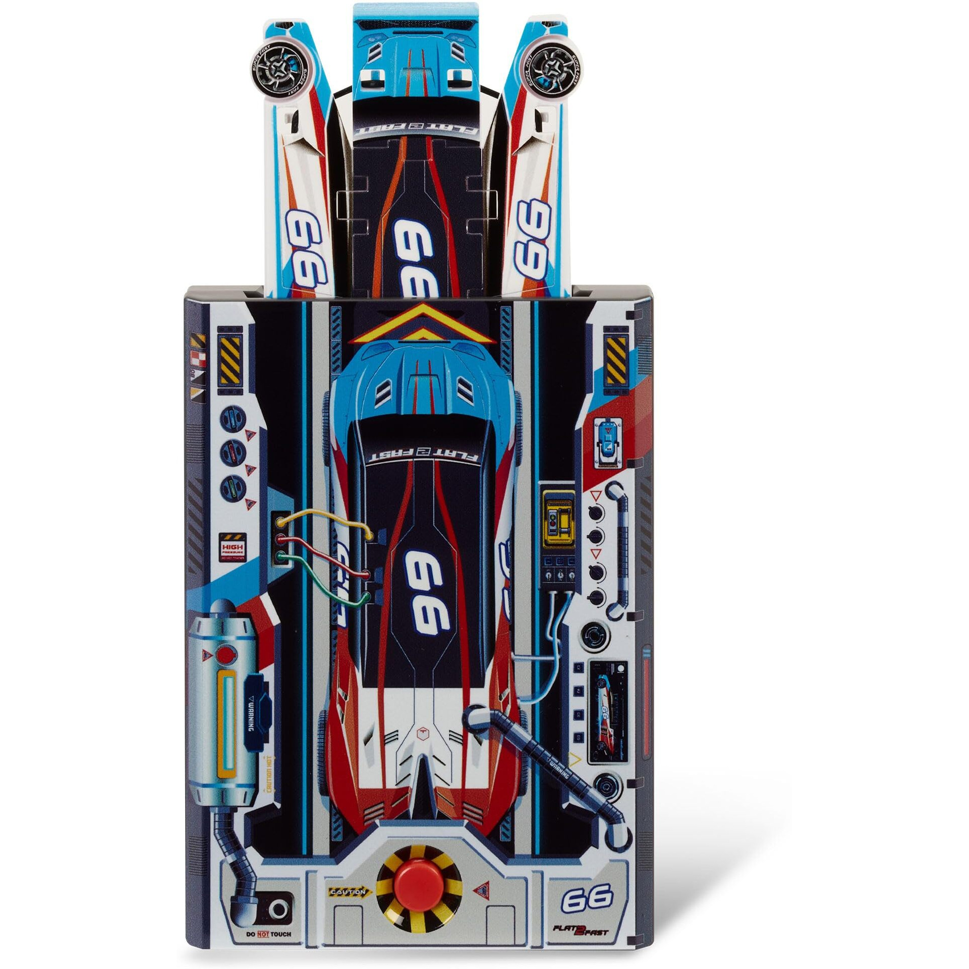 Flat 2 Fast Sky Blue 66 Card Racer | Load  Launch  Race - Pocket-Sized Racecar Toy Ages 5 And Up (Sold Each)