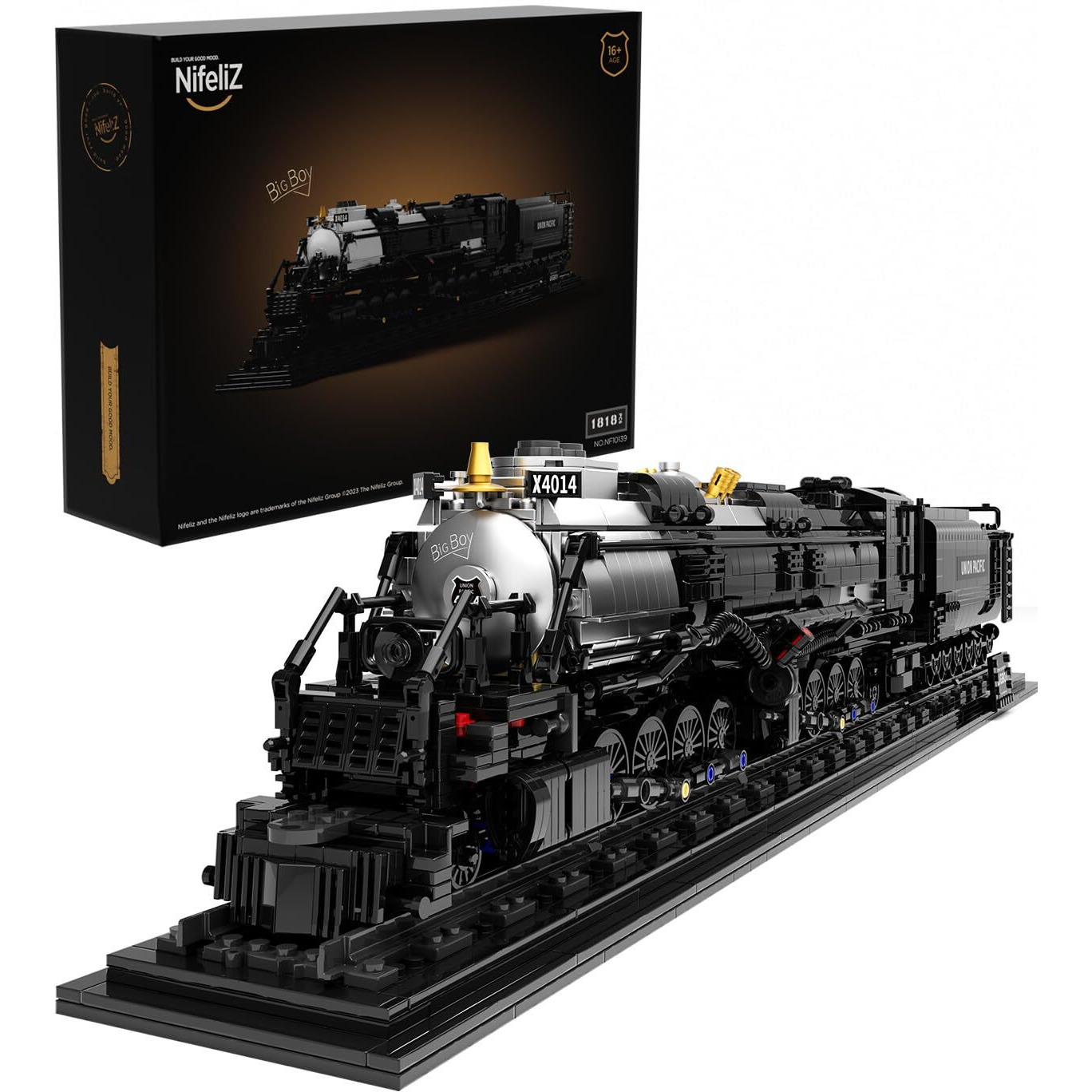 Nifeliz Big Boy Locomotive  Articulated Steam Locomotive Building Block Set  Legendary Steam Train Display Kit For Gift Giving (1 818 Pieces)