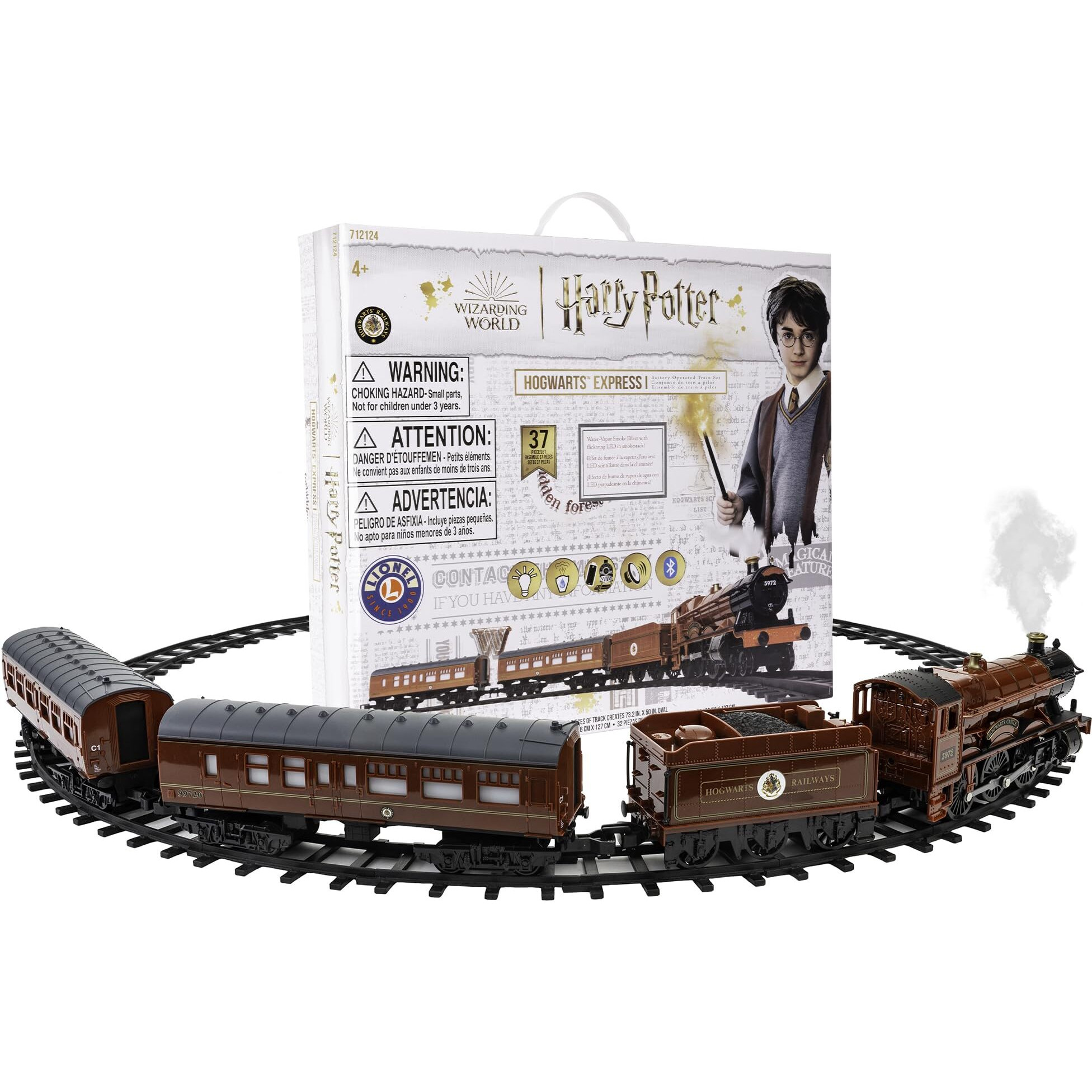 Lionel Battery-Operated Hogwarts Express Toy Train Set With Bluetooth  Locomotive  Train Cars  & Track With Authentic Train Sounds  Lights  & Water Vapor Smoke Effects For Kids 4+