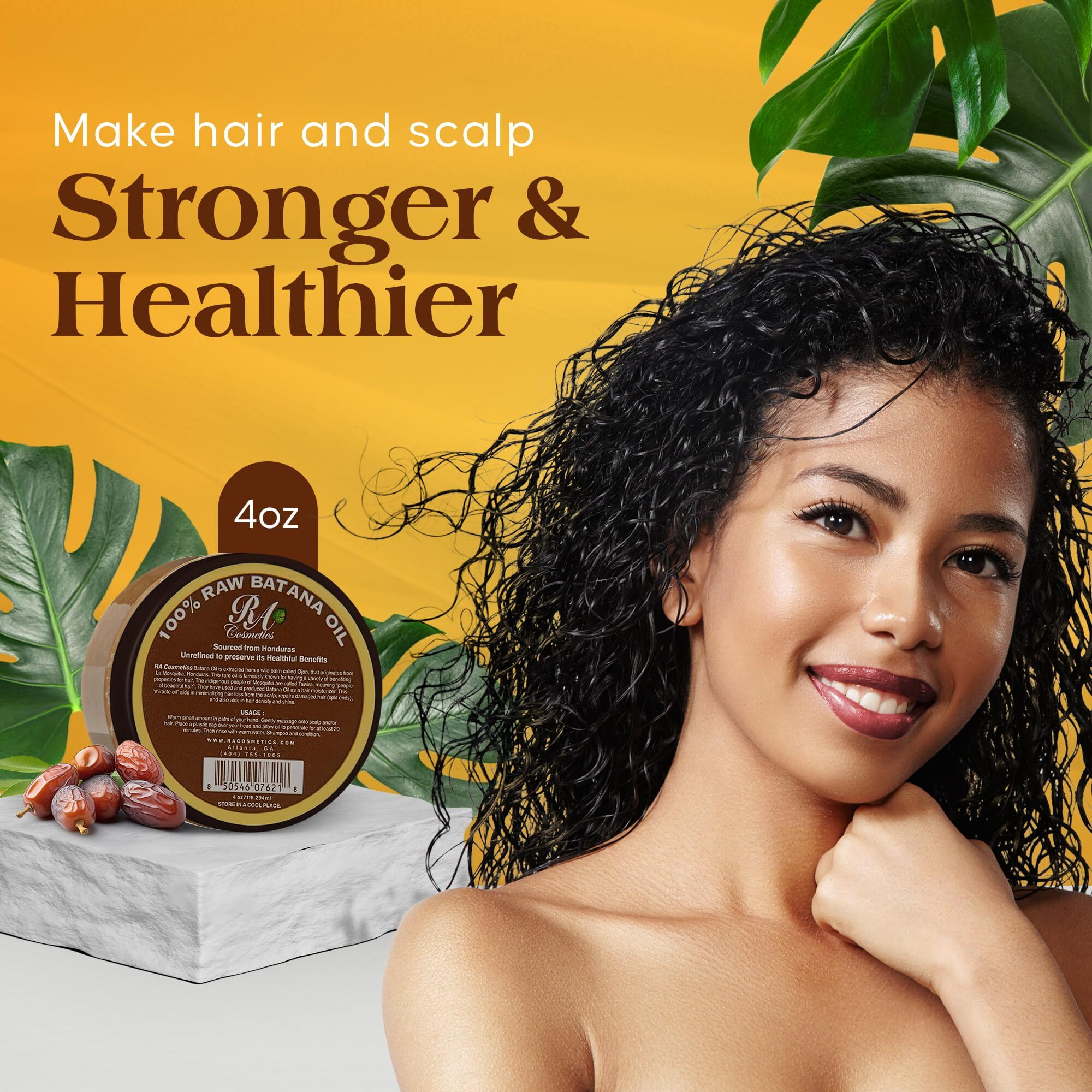 Ra Cosmetics Natural Unrefined Batana Oil For Hair Growth & Repair | Nourishing Moisturizer For Damaged Hair - Strengthening Conditioner From Honduras  4 Oz