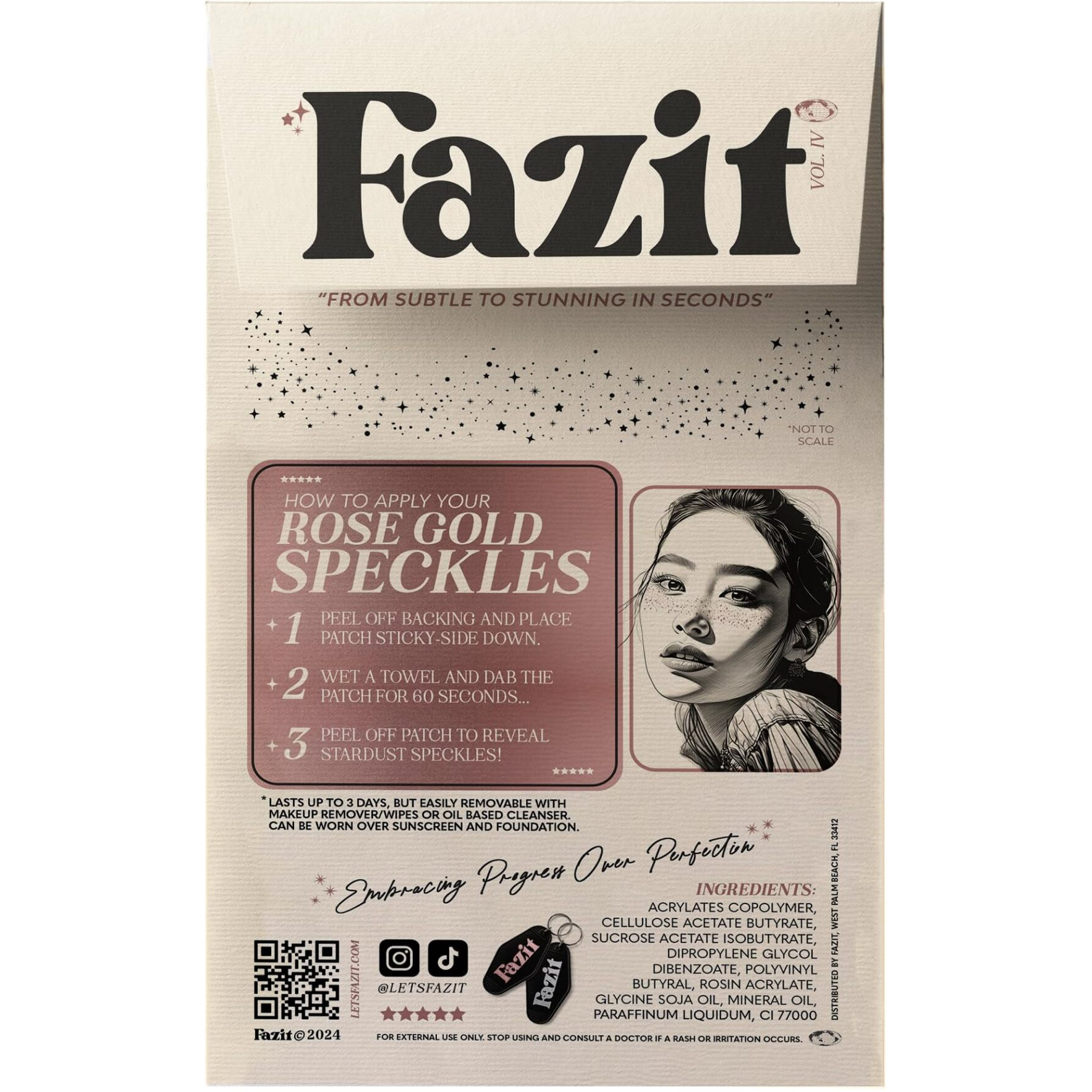 Fazit Makeup Patches - Rose Gold - Face Glitter Makeup Speckles - Glow Up Makeup Patches - Face Glitter Speckles Patches - Cute Glitter Makeup Accessories For Women - Cosmetic Glitter For Face