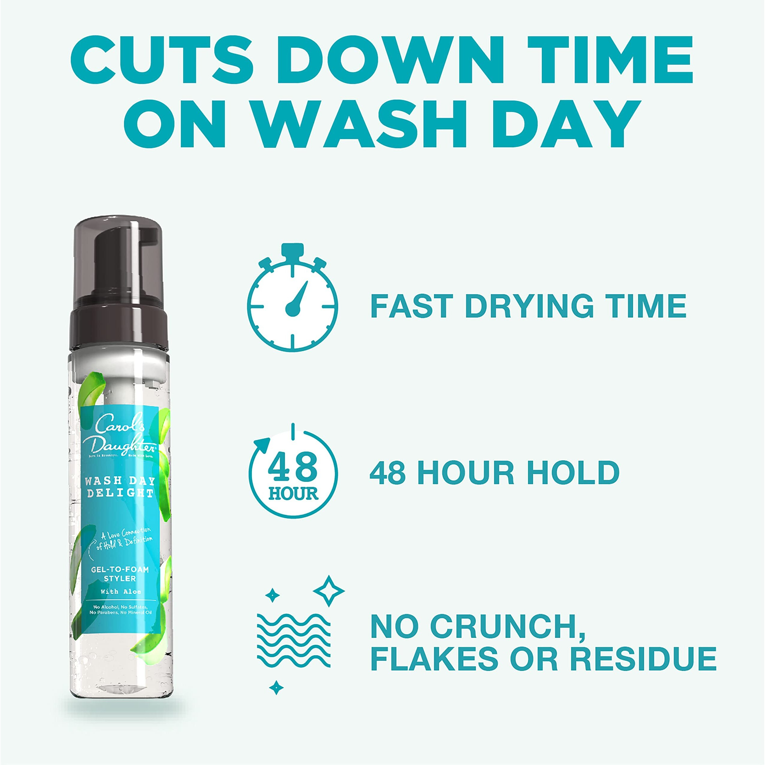 Carol's Daughter Wash Day Delight Hair Gel To Foam Mousse Styler And Hair Detangler For Curly Hair With Aloe  Natural-Looking Hold 8.5 Fl Oz