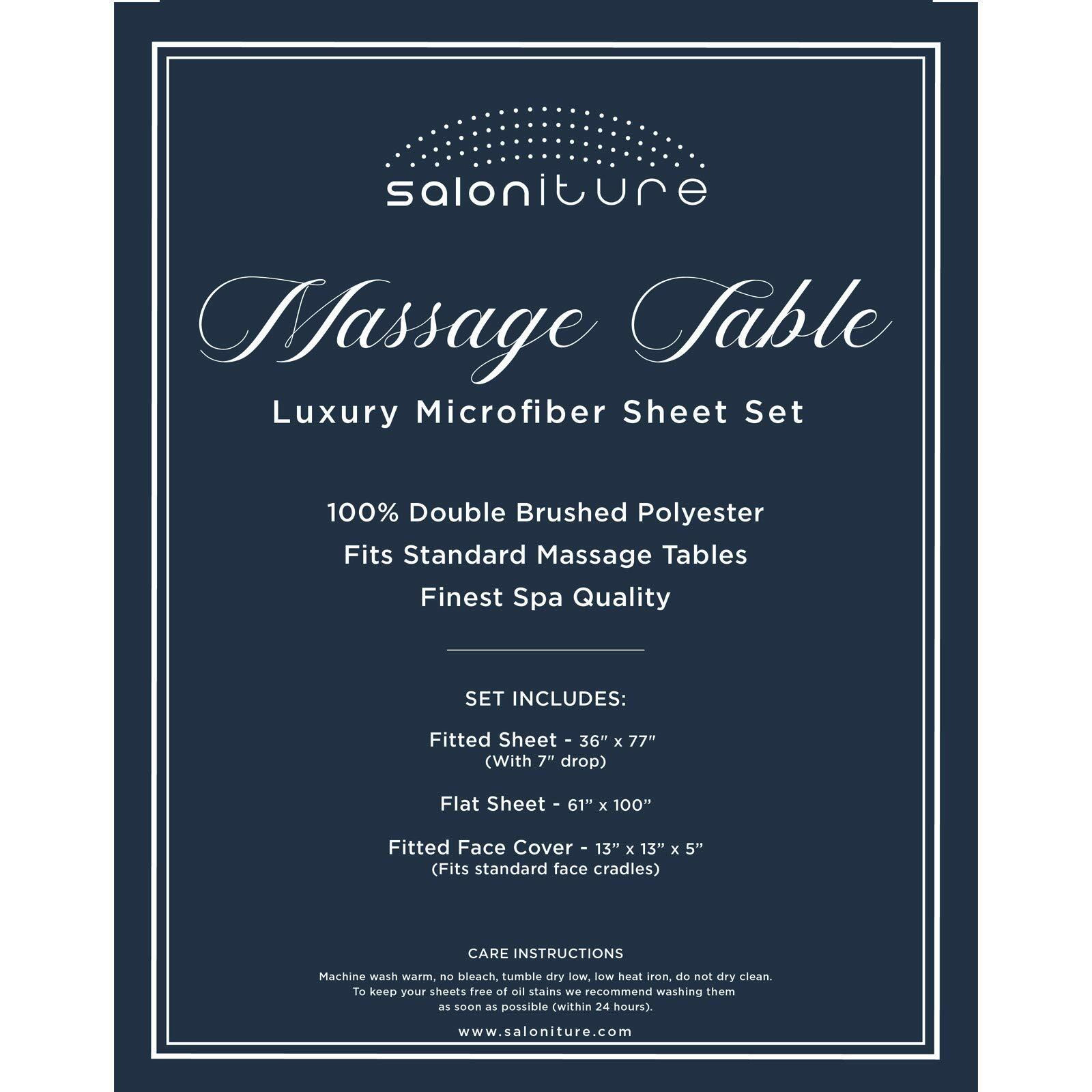 Saloniture 3-Piece Microfiber Massage Table Sheet Set - Premium Facial Bed Cover - Includes Flat And Fitted Sheets With Face Cradle Cover - Sand Brown