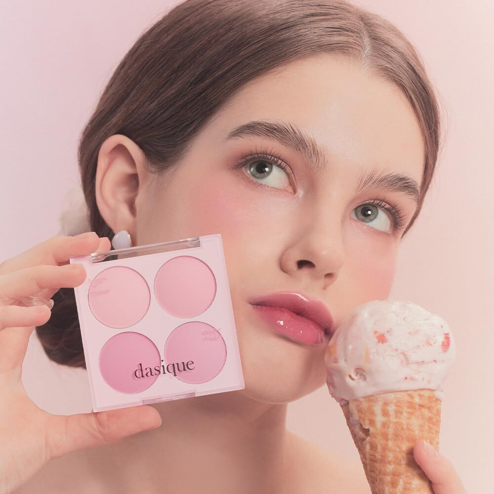 Dasique Blending Mood Cheek 08 Blueberry Sorbet | 4 Blendable Shades In Lightweight Smooth Powder | Vegan | Blush