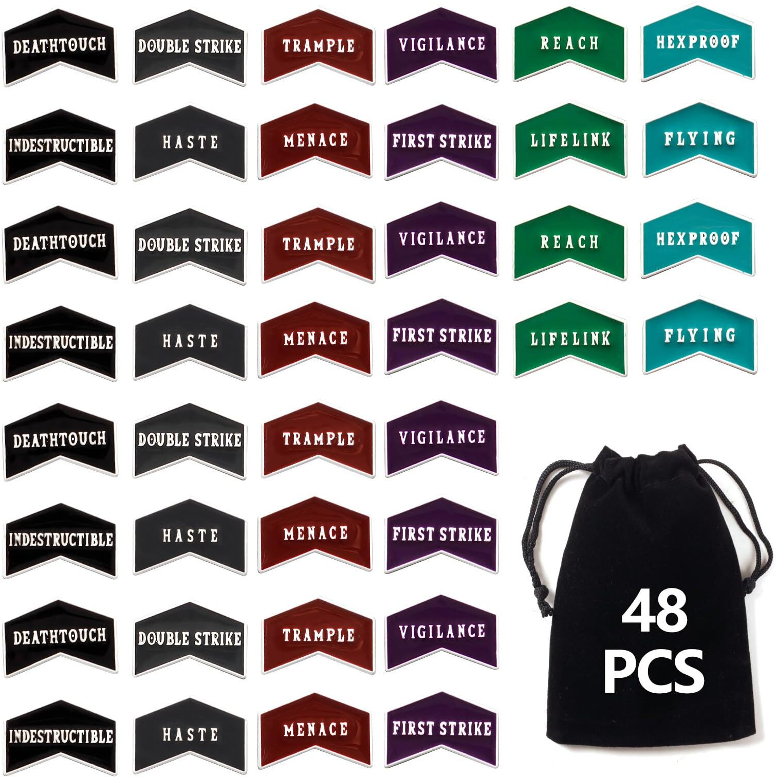 48 Pieces Magic Gathering Counters Tokens Antique Metal Buff Mtg Keyword Counters Set Double Sided Compatible With Mtg With Velvet Drawstring Pouch