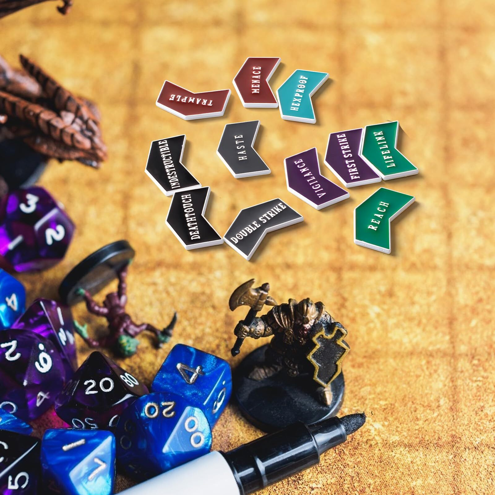 48 Pieces Magic Gathering Counters Tokens Antique Metal Buff Mtg Keyword Counters Set Double Sided Compatible With Mtg With Velvet Drawstring Pouch