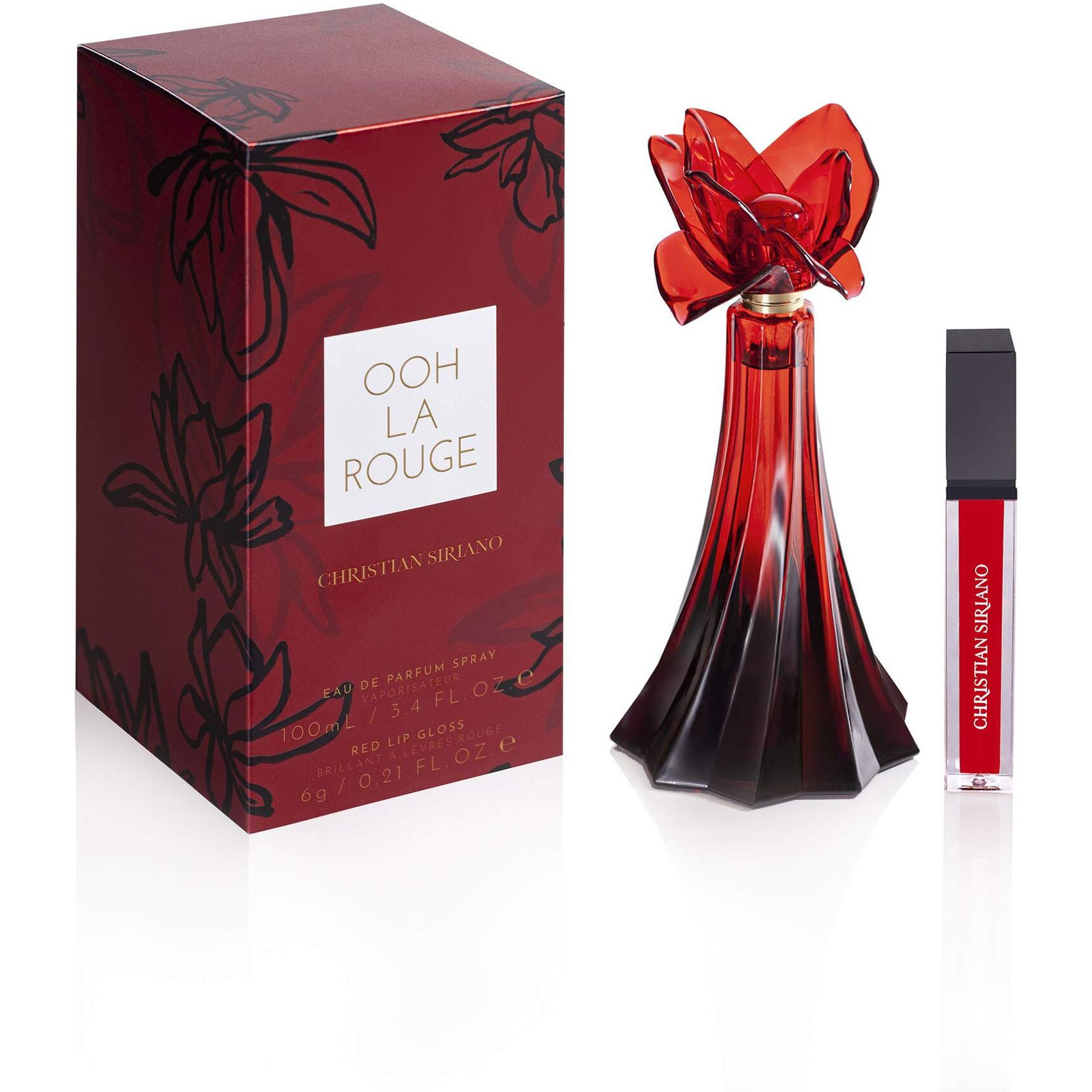 Christian Siriano Ooh La Rouge Women's Eau De Parfum Spray  3.4 Ounces + Lip Gloss 0.21 Oz
