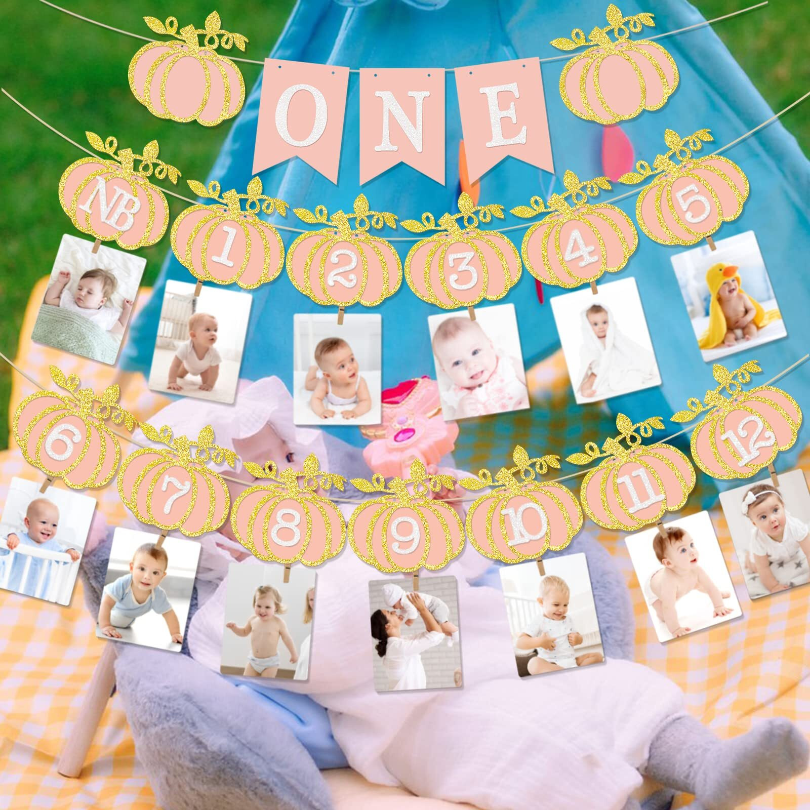 Pumpkin First Birthday Girl 12 Month Photo Banner For First Birthday Our Little Pumpkin Is Turning One Decorations Pumpkin Birthday Decorations Girl