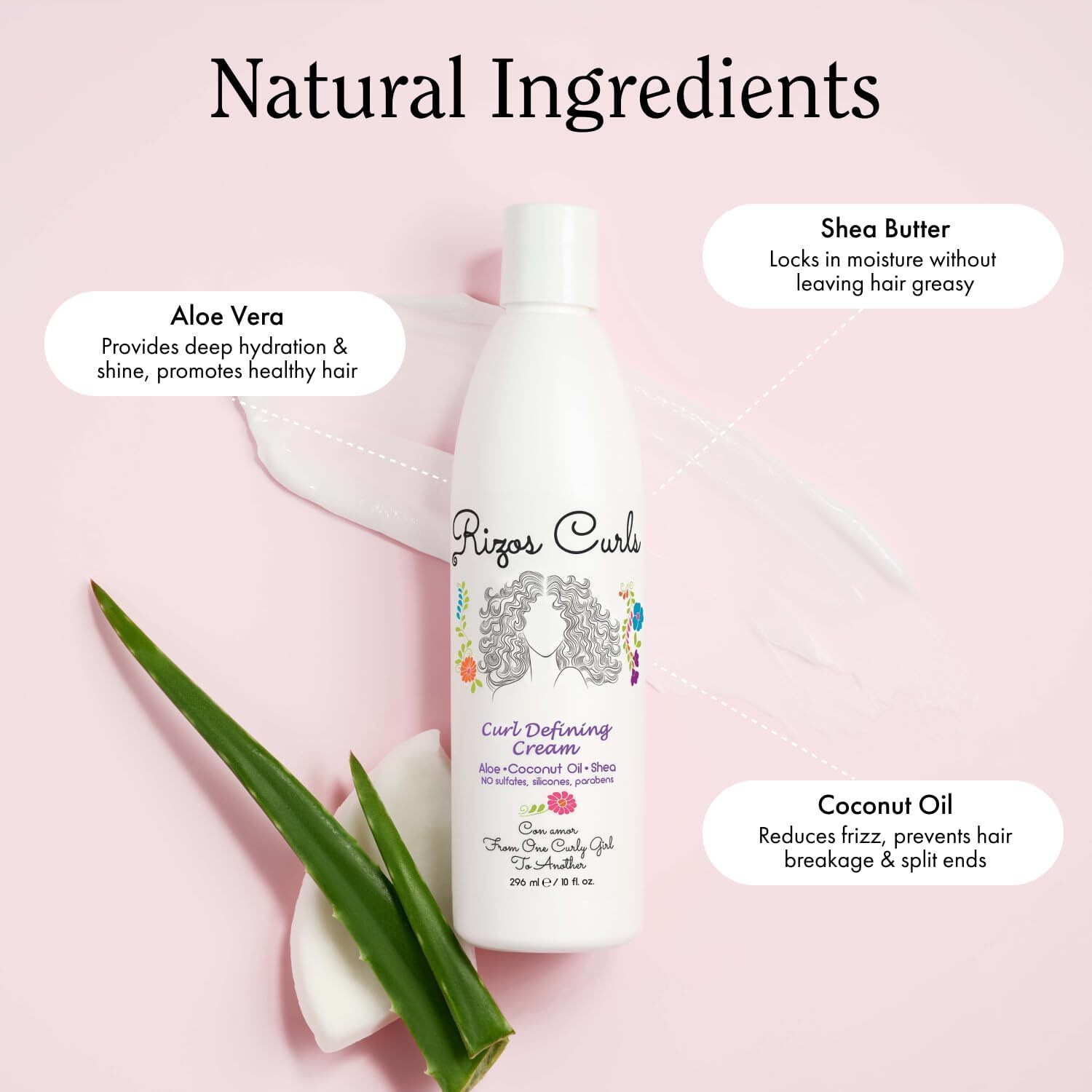 Rizos Curls Travel Curl Defining Cream  Enhance Waves  Curls & Coils  Soft Hold For Weightless Volume  Moisturizing For Frizz-Free Shine With Aloe Vera  Coconut Oil & Shea Butter  2.5 Oz