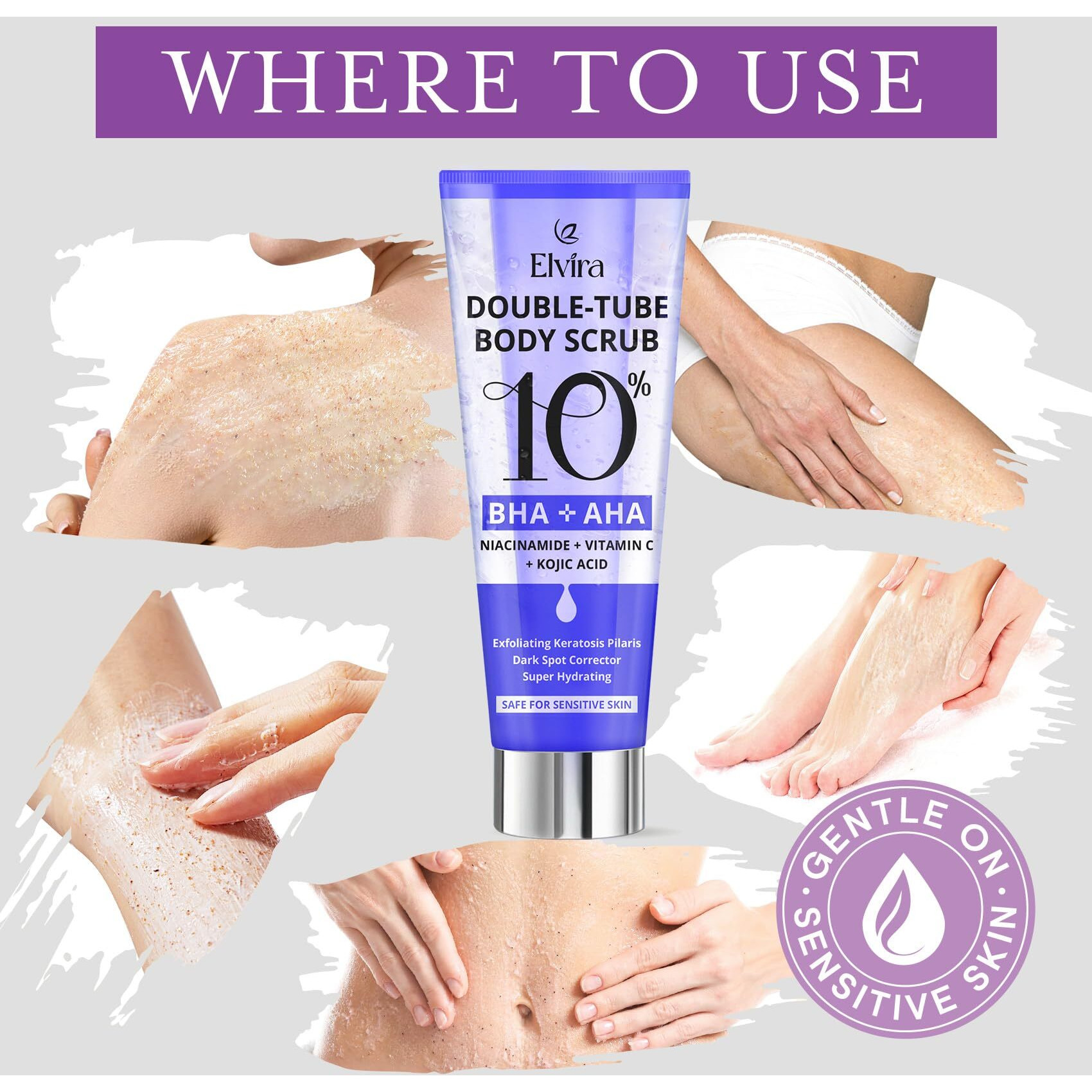 Elvira Kp Bump Eraser Body Scrub  Exfoliating Body Scrub For Keratosis Pilaris  Smooth Skin With 10% Aha Bha And Niacinamide  Moisturizing Body Skin Care Products  Deep Cleansing