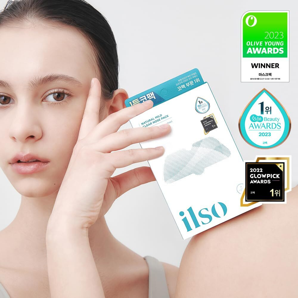 Ilso Natural Mild Clear Nose Patch/Blackhead Remover For Nose/Targets Pores & Pimples/Facial Skin Care/Dermatologist Approved/Korean Skin Care To Absorb Acne Nose Gunk (5 Pcs)