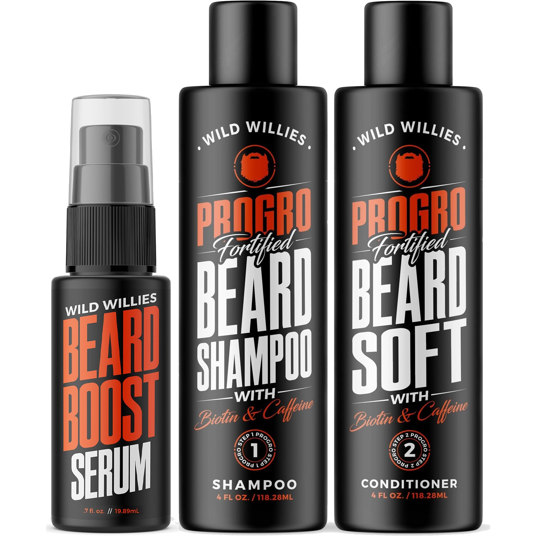 Wild Willies Beard Care Kit  Biotin Fortified Shampoo And Conditioner With Caffeine  Two 4-Oz Bottles  Promotes Healthy Beard Growth