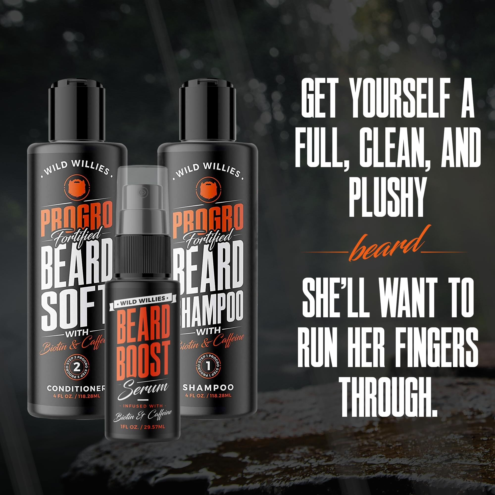 Wild Willies Beard Care Kit  Biotin Fortified Shampoo And Conditioner With Caffeine  Two 4-Oz Bottles  Promotes Healthy Beard Growth