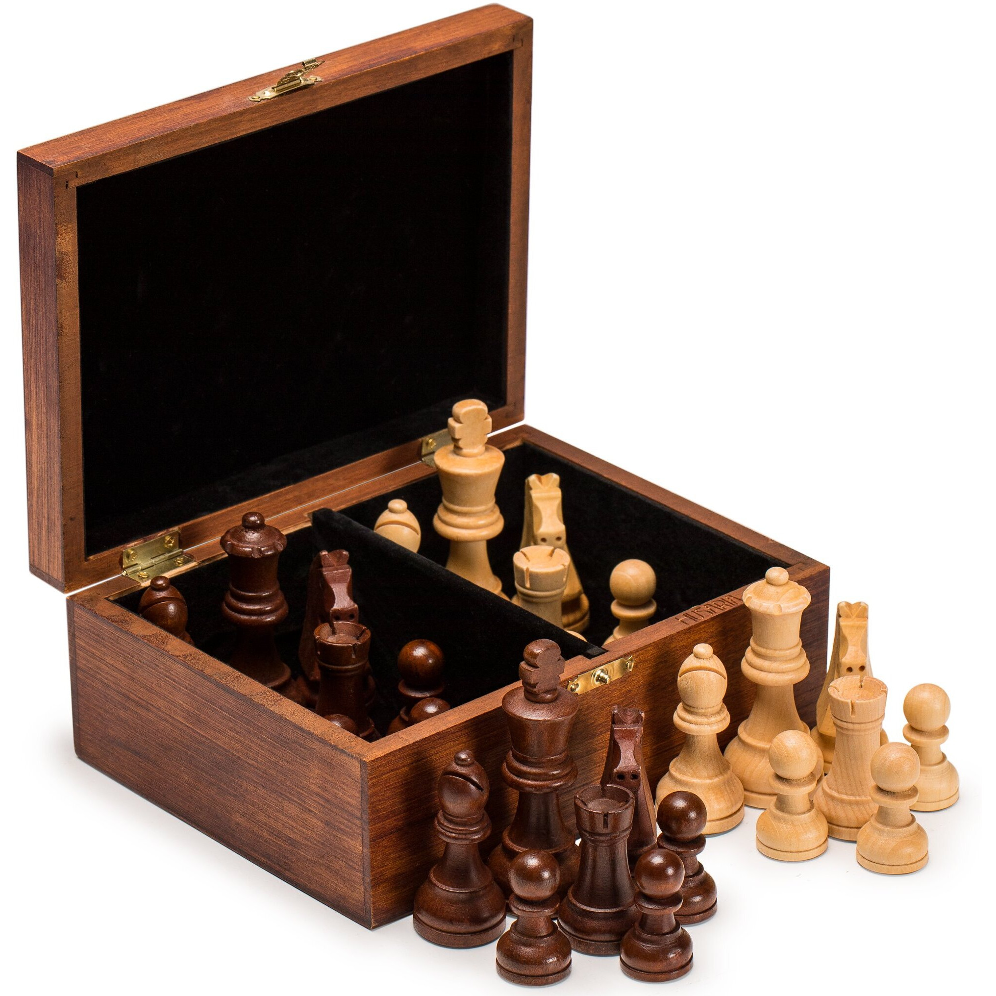 Husaria Staunton Tournament No. 5 Chessmen With 2 Extra Queens And Wooden Box  3.5-Inch Kings
