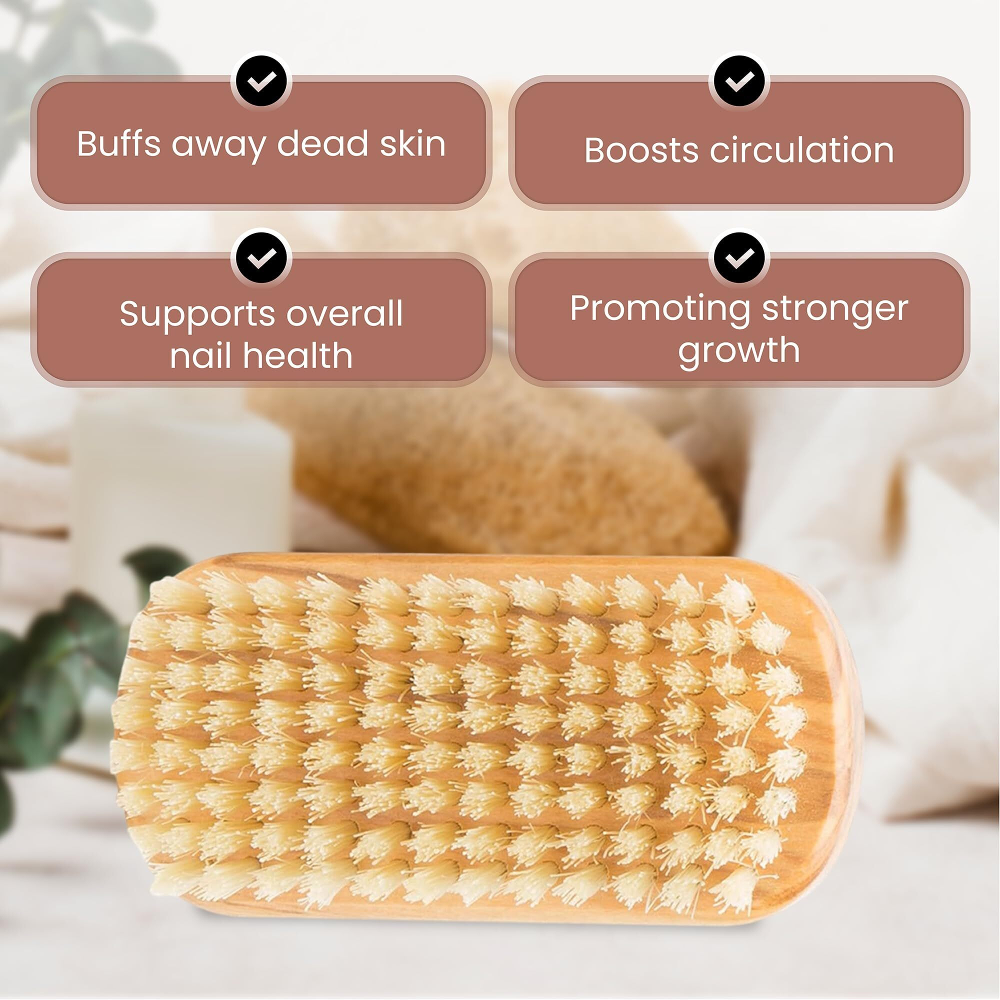 Since 1869 Hand Made In Germany - Natural 100% Natural Boar Bristle Nail Brush - Gently Removes Dirt And Grime For Clean Hands - Exfoliates Skin For Soft  Smooth Texture  Wood (Olive)