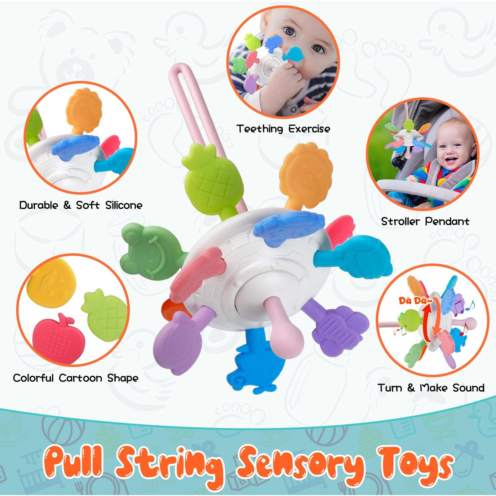 Wuzhineisn Montessori Baby Toys For Ages 6-18 Months - Pull String Teether  Stacking Blocks  Sensory Shapes Storage Bin  Infant Bath Time Fun  4 In 1 Toddlers Toy Gifts For 1 2 3 Year Old Boys Girls