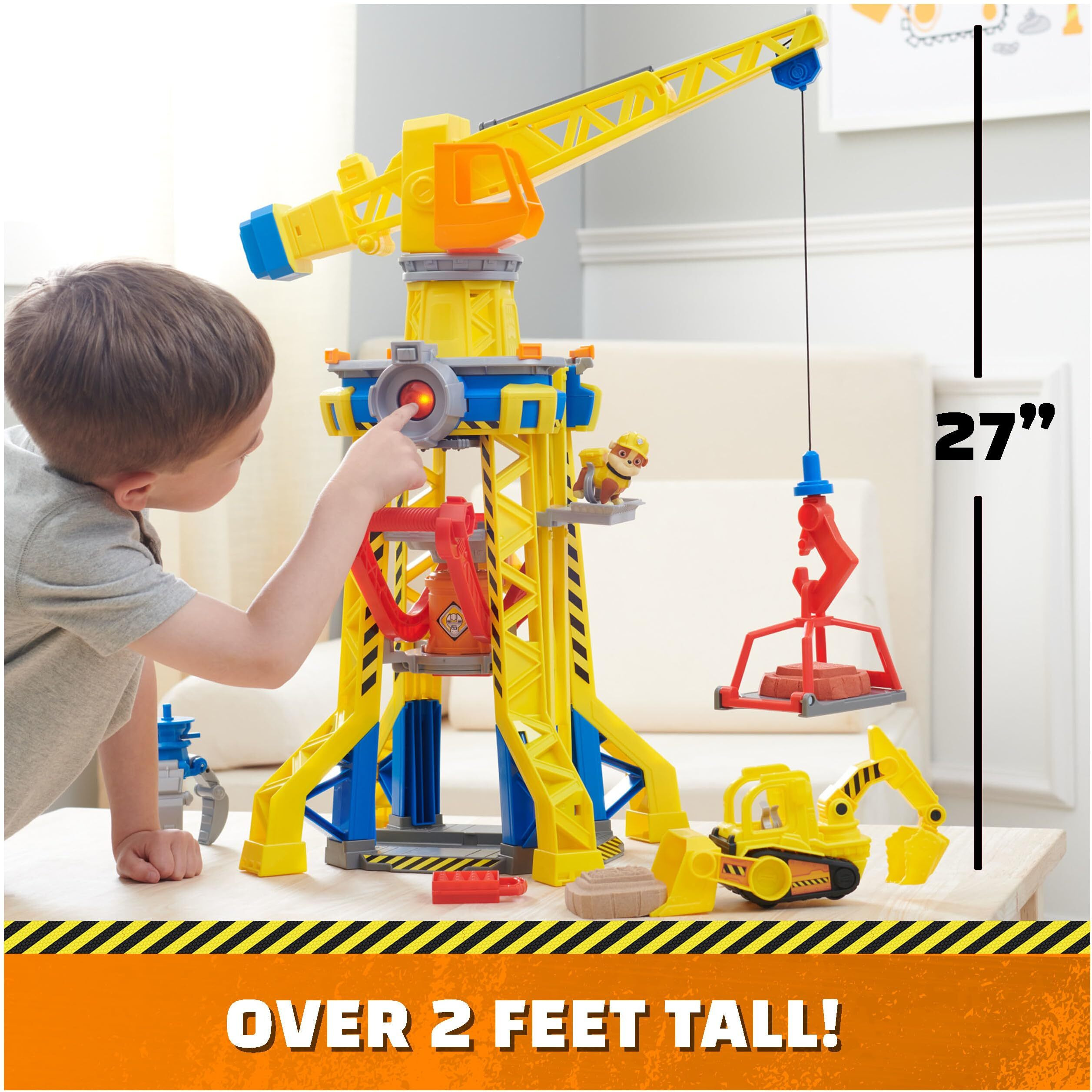 Rubble & Crew  Bark Yard Crane Tower Playset With Action Figure  Toy Bulldozer & Kinetic Build-It Play Sand  Paw Patrol Kids Toys For Boys & Girls 3+