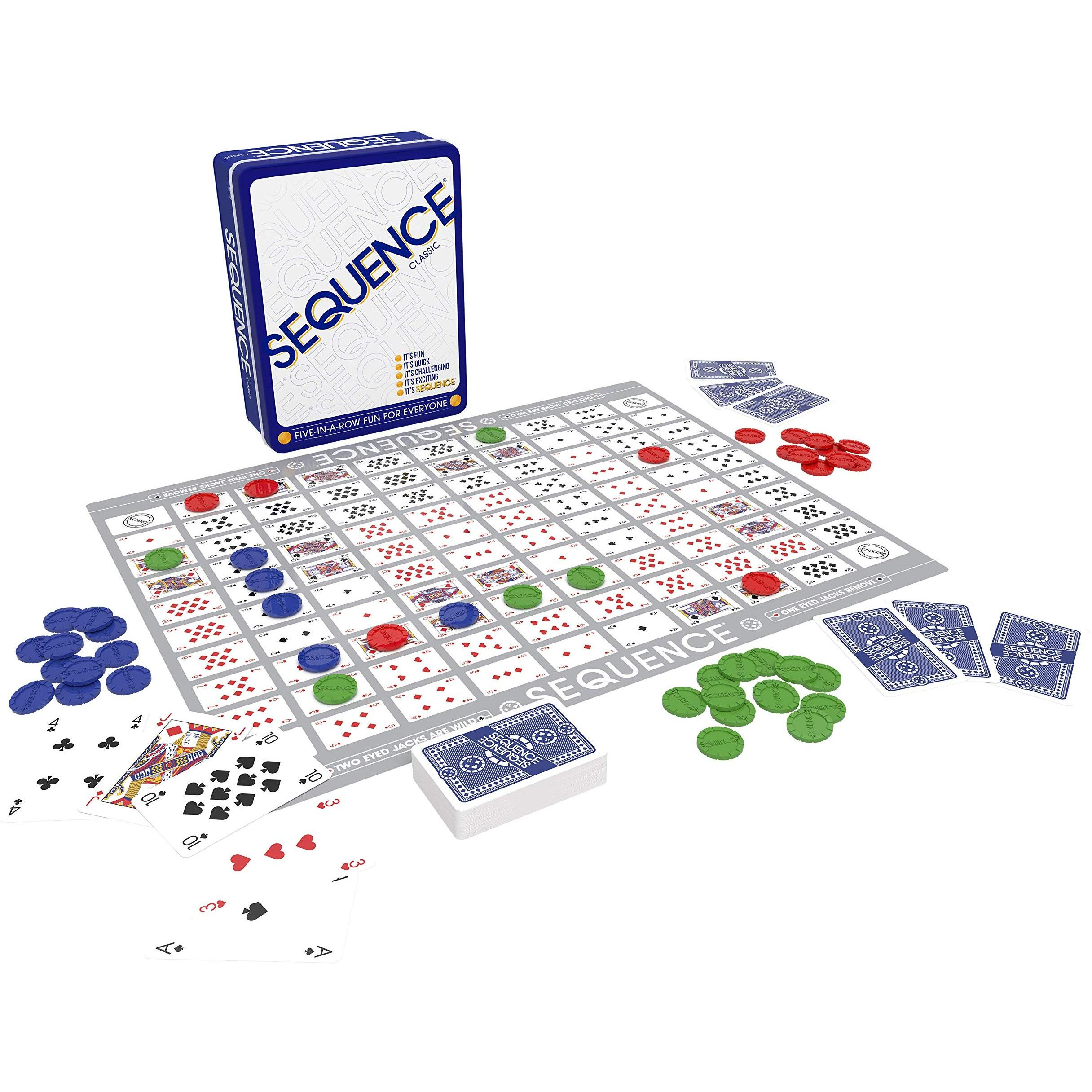 Sequence In A Tin - Five-In-A-Row Fun For Everyone By Jax  White  2-12 Players