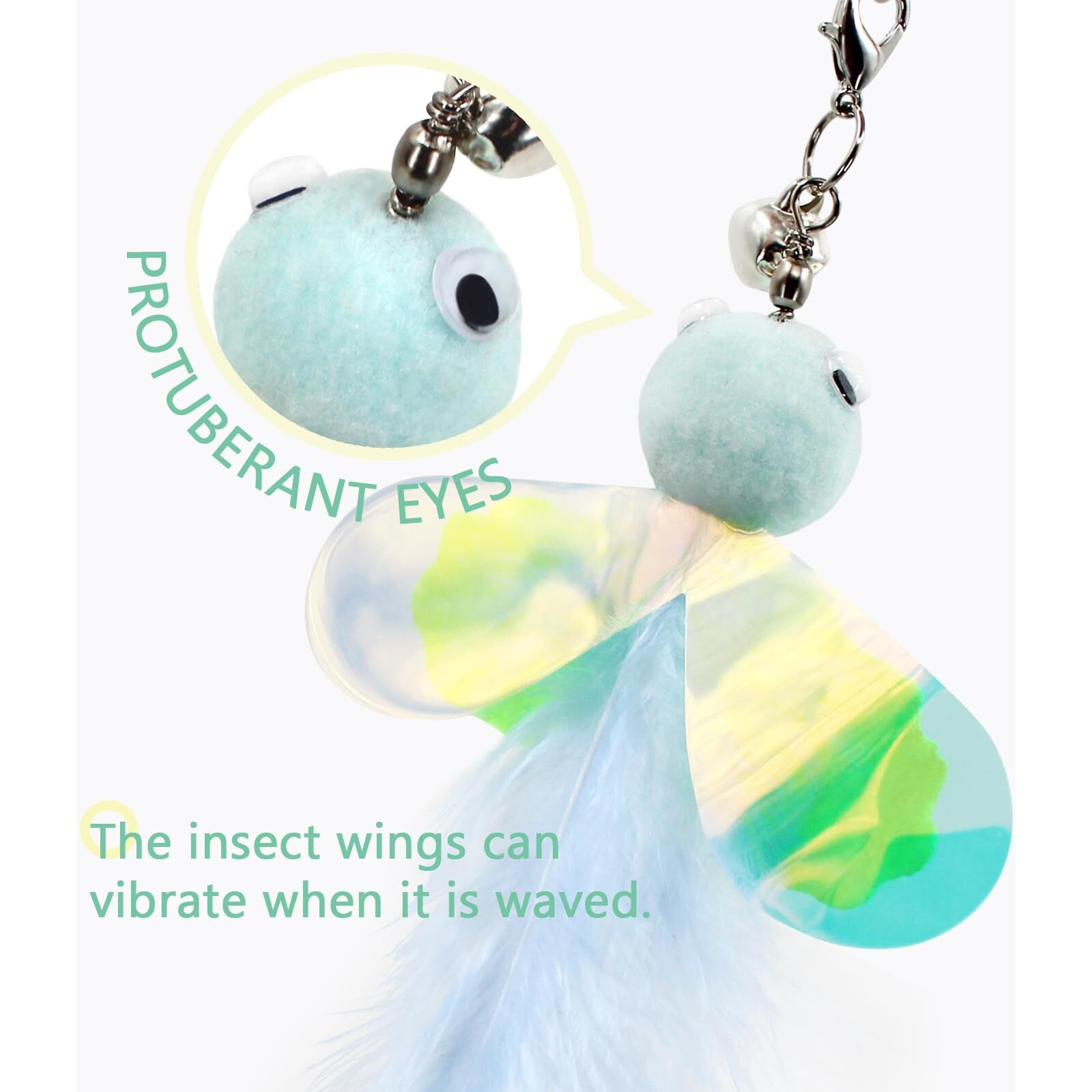 Songway Cat Feather Toys Wand - 7 Pcs Interactive Cat Toys For Indoor Cat Kitten  Retractable Cat Wand Toy With 6 Natural Feather Refills With Bell  Cat Fishing Pole Toy