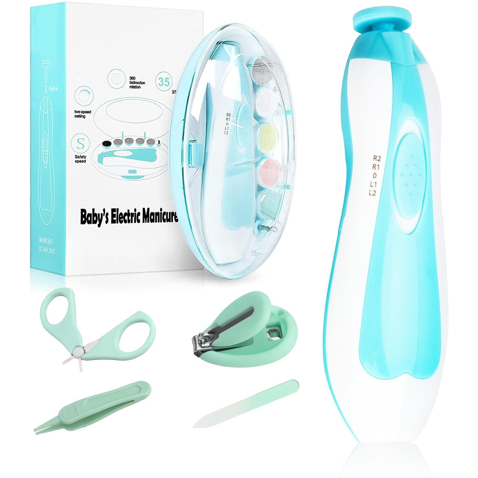 Baby Electric Nail File  8 In 1 Safe Baby Nail Trimmer  Baby Nail Clippers With 6 Grinding Heads And Light  Baby Nail Care Kit For All Ages